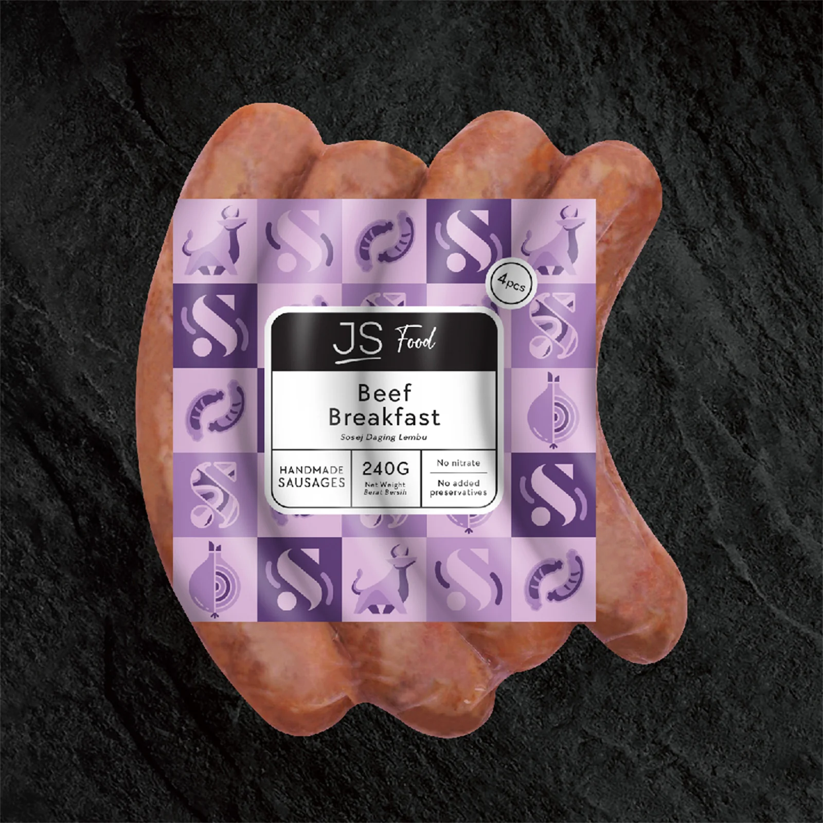 JS Meats Beef Breakfast Sausage 4pcs/pack