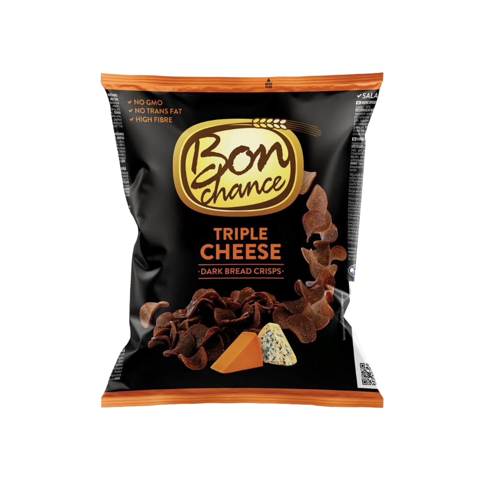 Bon Chance Dark Bread Crisps Triple Cheese 120g - Image 2