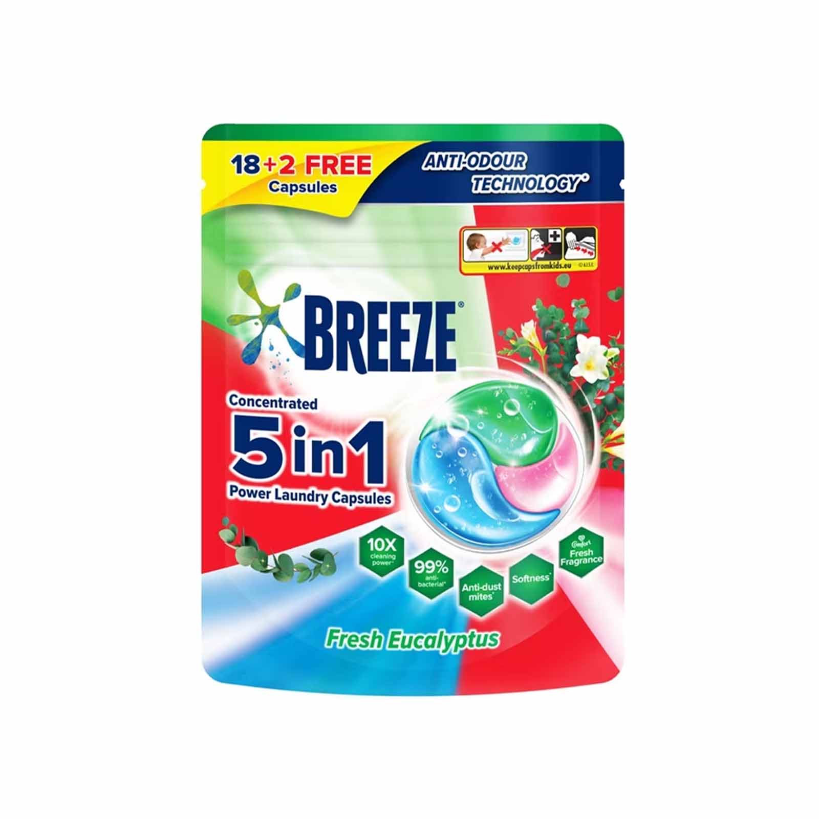 Breeze Eucalyptus Laundry Capsules (Pouch) 210g x 18 - Image 3