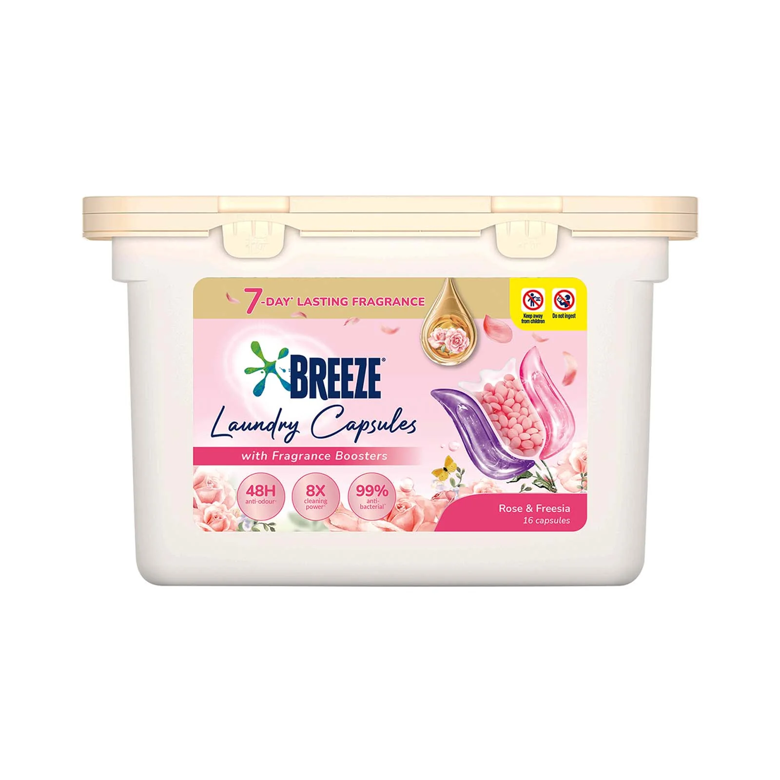 Breeze Laundry Capsules Rose Detergent 168g X 16 - Image 2