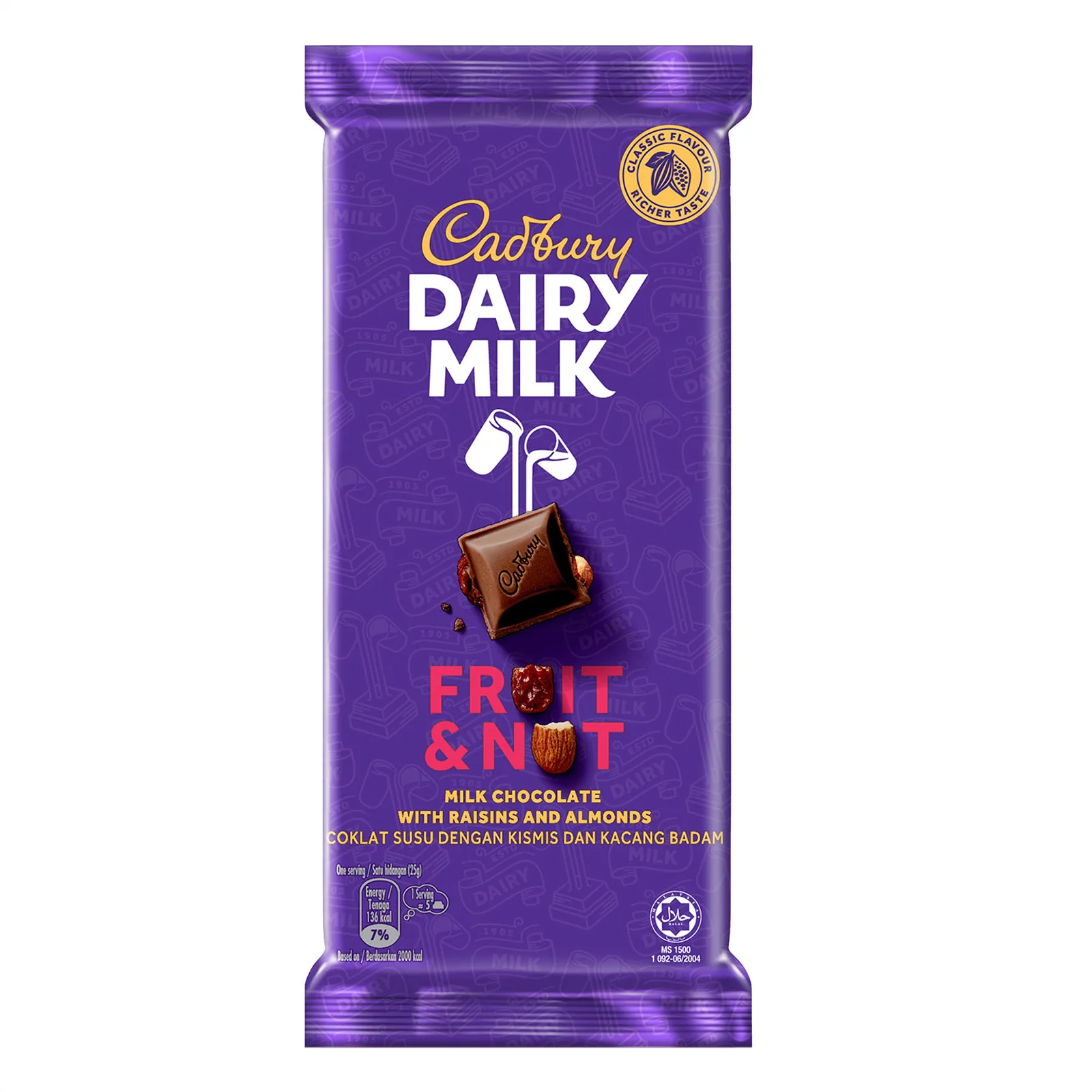 Cadbury Dairy Milk Fruit and Nut Chocolate Bar 130g - Image 2