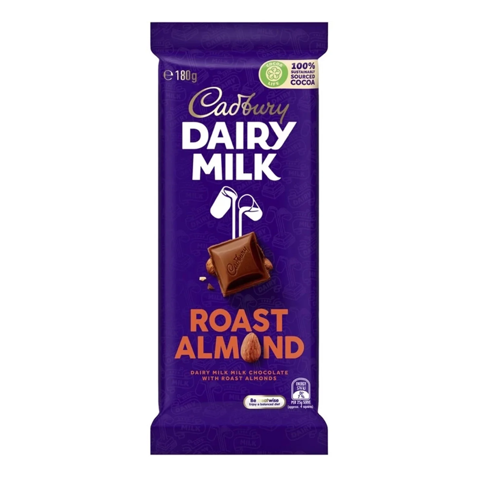 Cadbury Dairy Milk Roast Almond Chocolate Bar 180g - Image 2