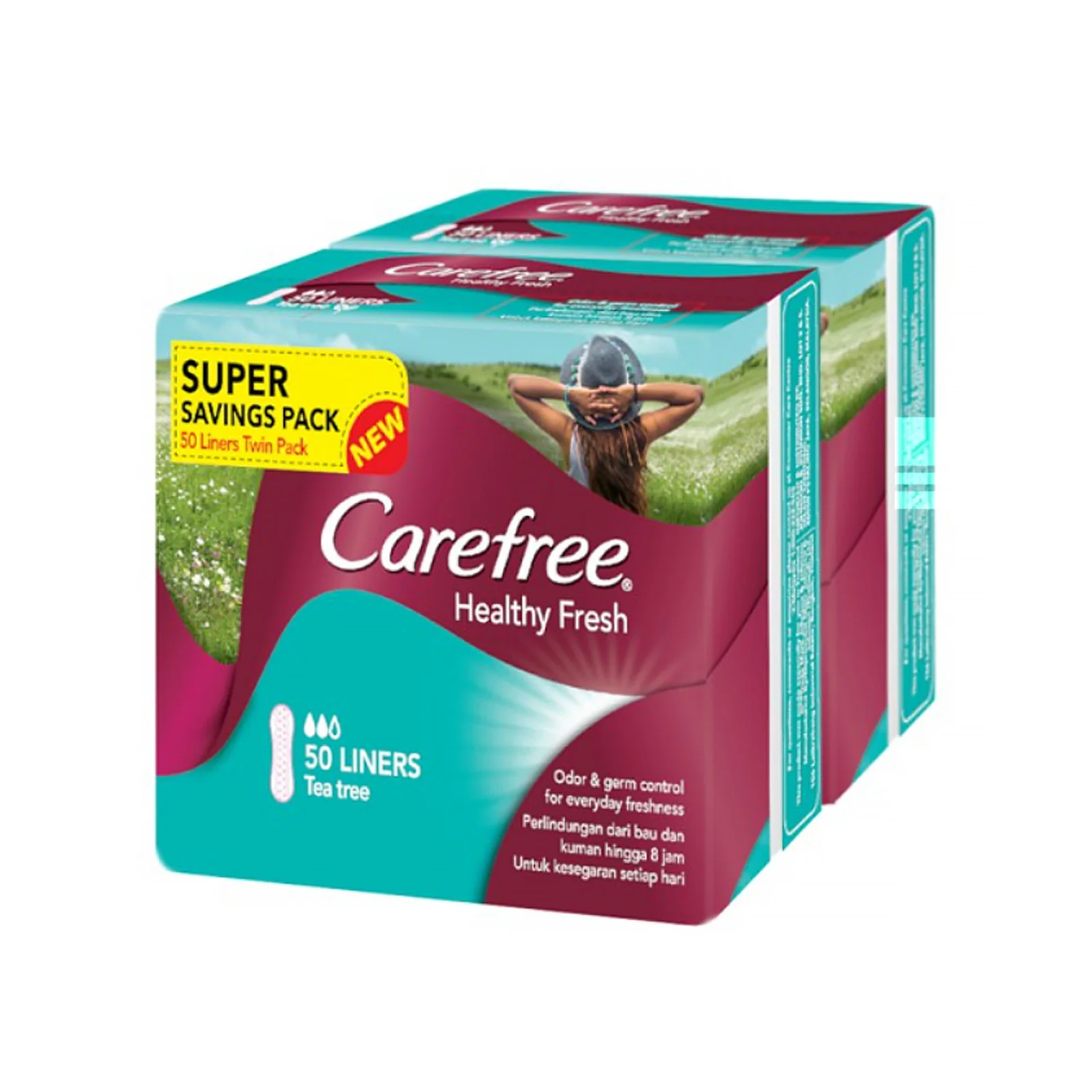 Carefree Healthy Fresh Super Dry Pantyliners 50pcs x 2 - Image 2