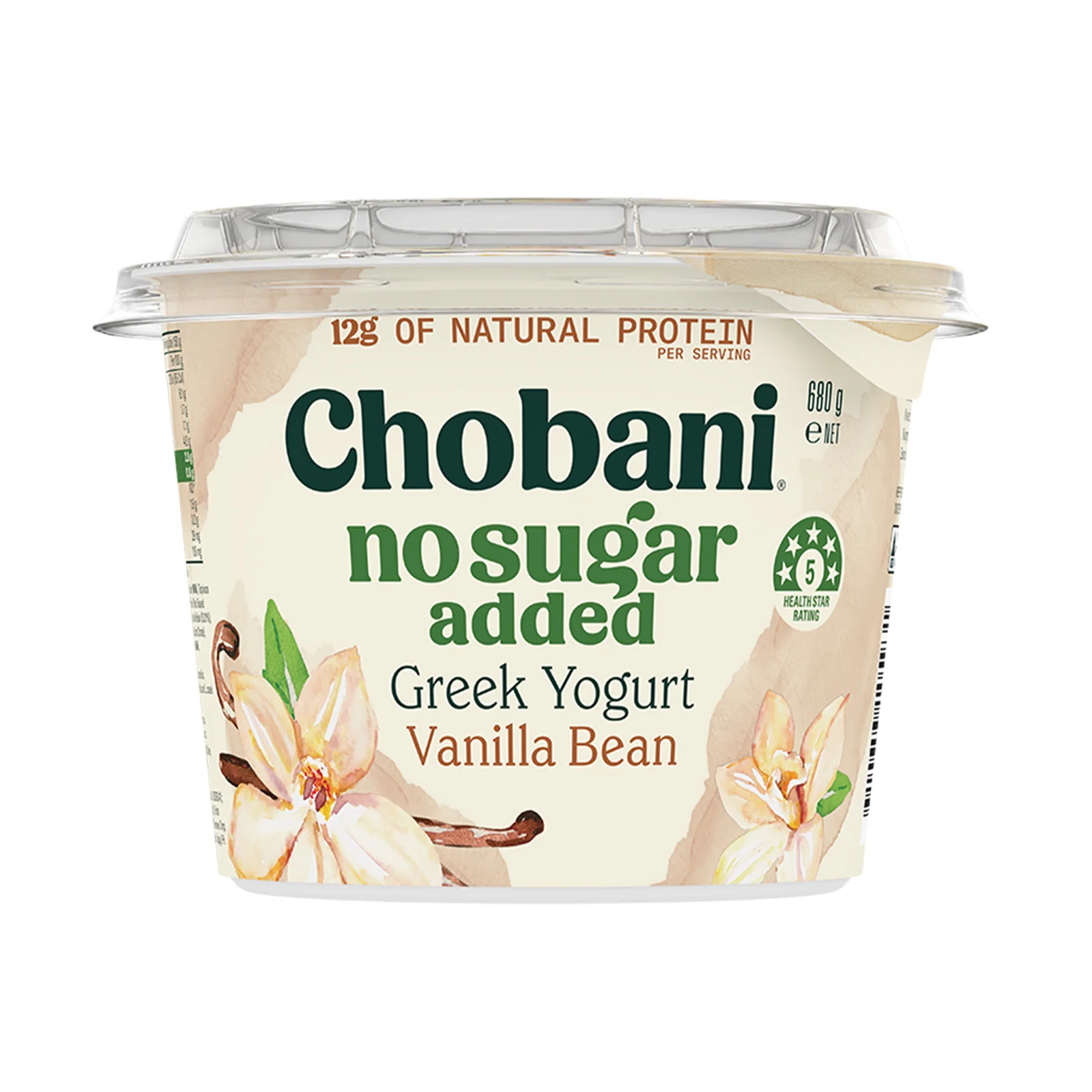 Chobani No Sugar Added Greek Yogurt Vanilla Bean 680g