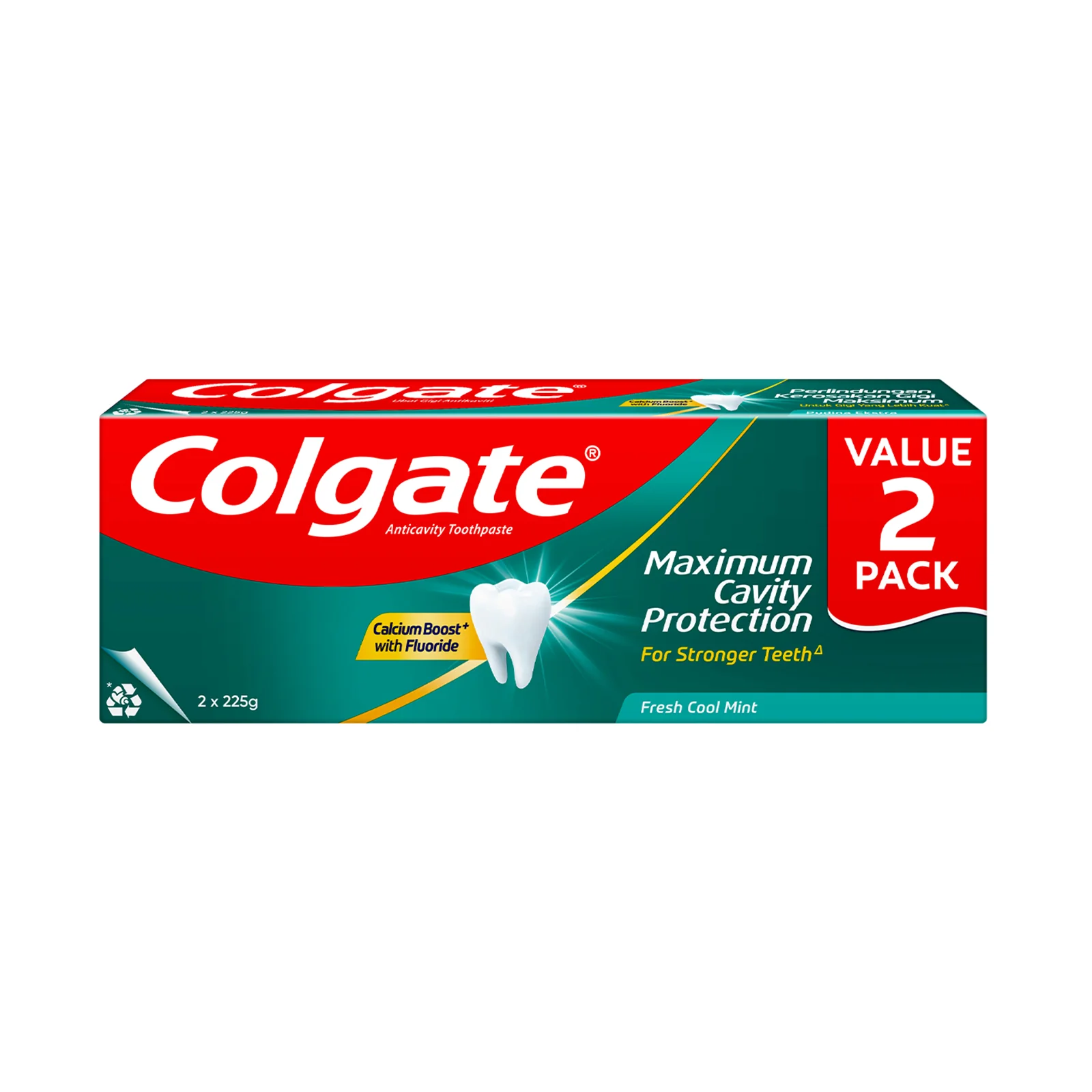Colgate Fresh Cool Mint Toothpaste 225g x 2 - Image 2