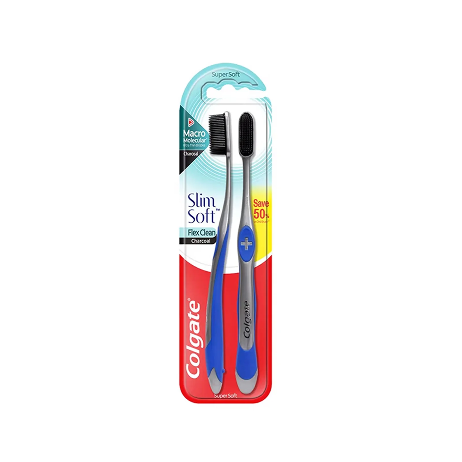 Colgate Slim Soft Flex Clean Charcoal Toothbrush 2pcs/pack - Image 2