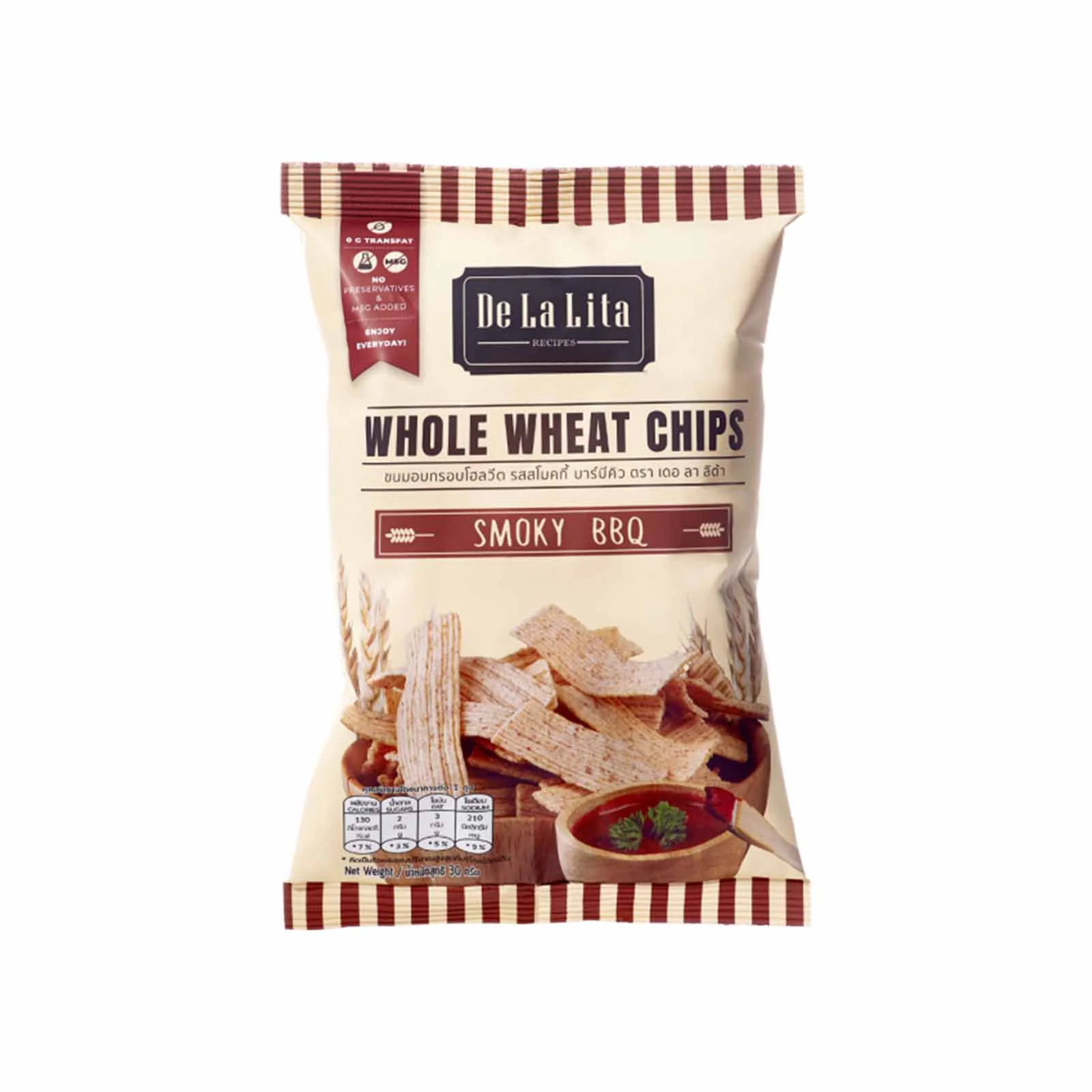 De La Lita Whole Wheat Chips Smoky BBQ Flavour 70g - Image 2