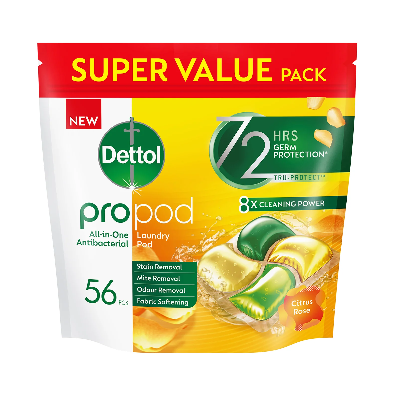 Dettol Laundry Pods Citrus Rose 56pcs/pack Refill - Image 2