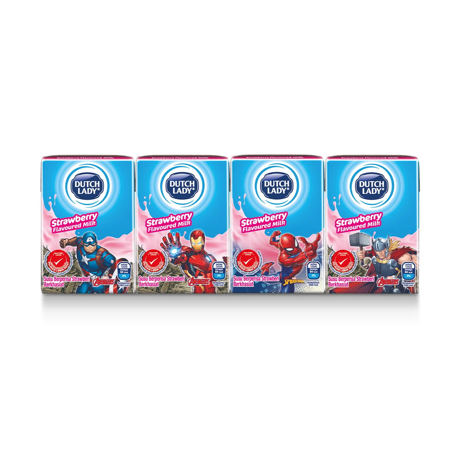 Dutch Lady Milky Marvel Strawberry Flavour UHT Milk 125ml x 4 - Image 2