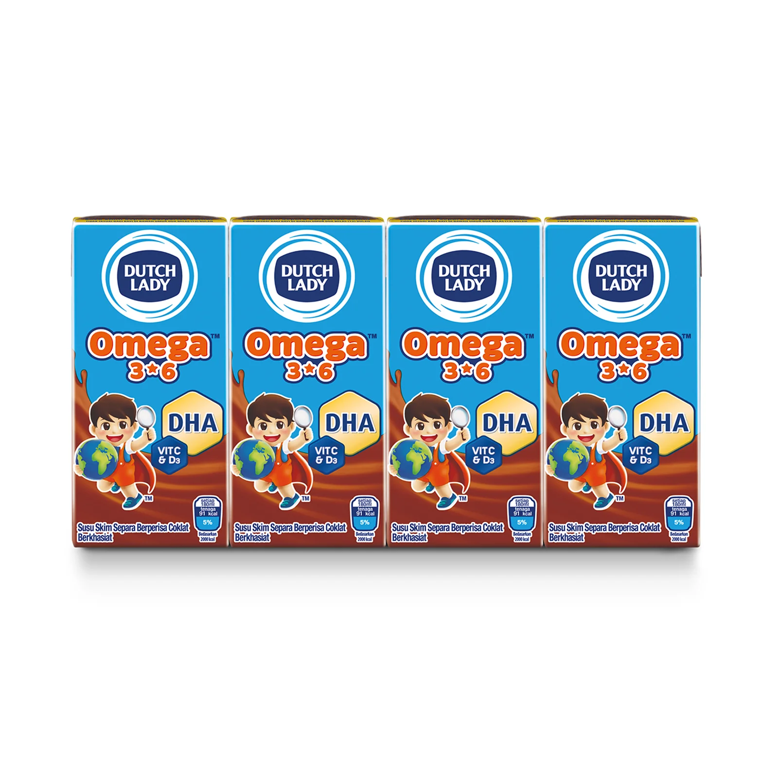 Dutch Lady Omega 3 & 6 Chocolate Milk 180ml x 4