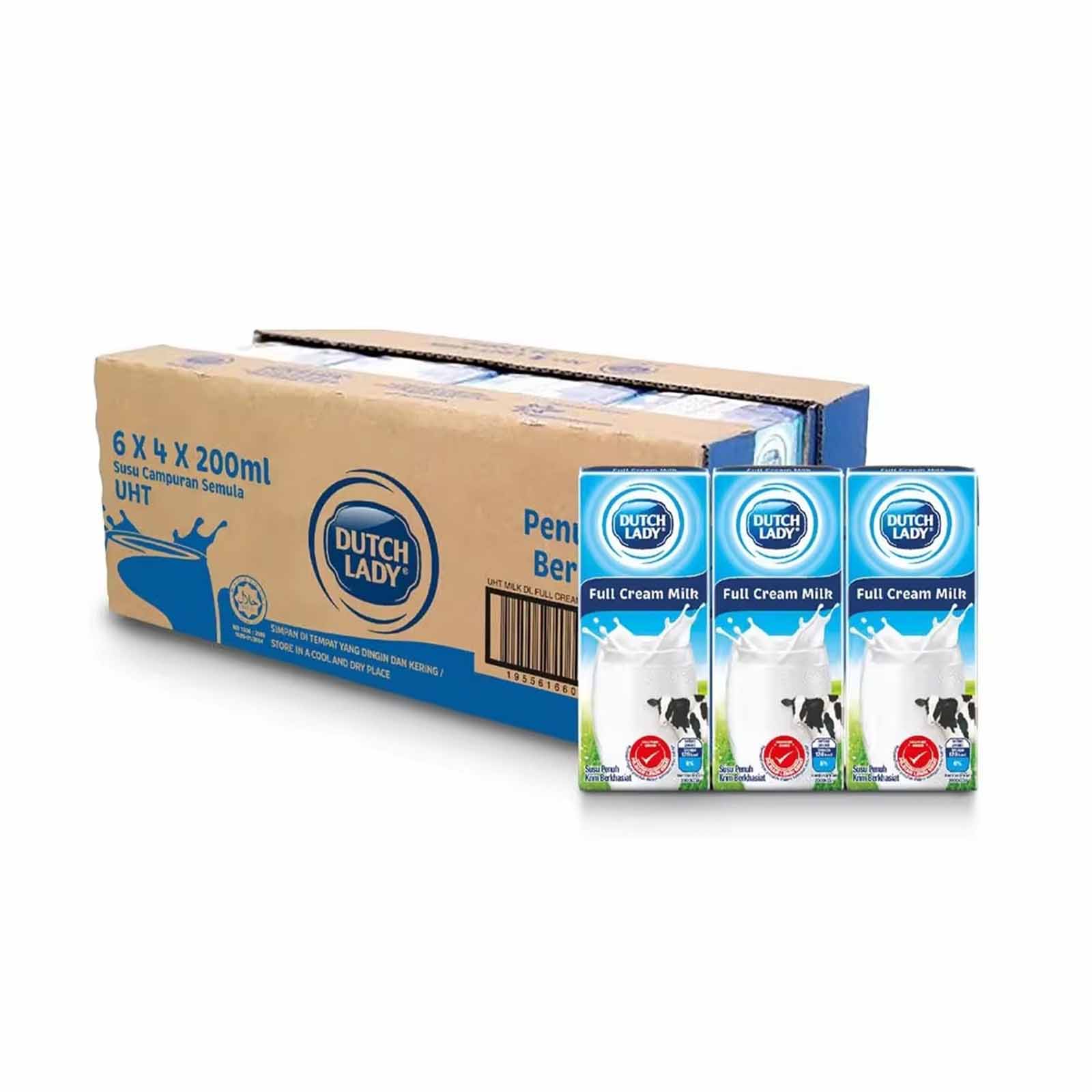 Dutch Lady UHT Full Cream Milk 200ml x 6 - Image 2