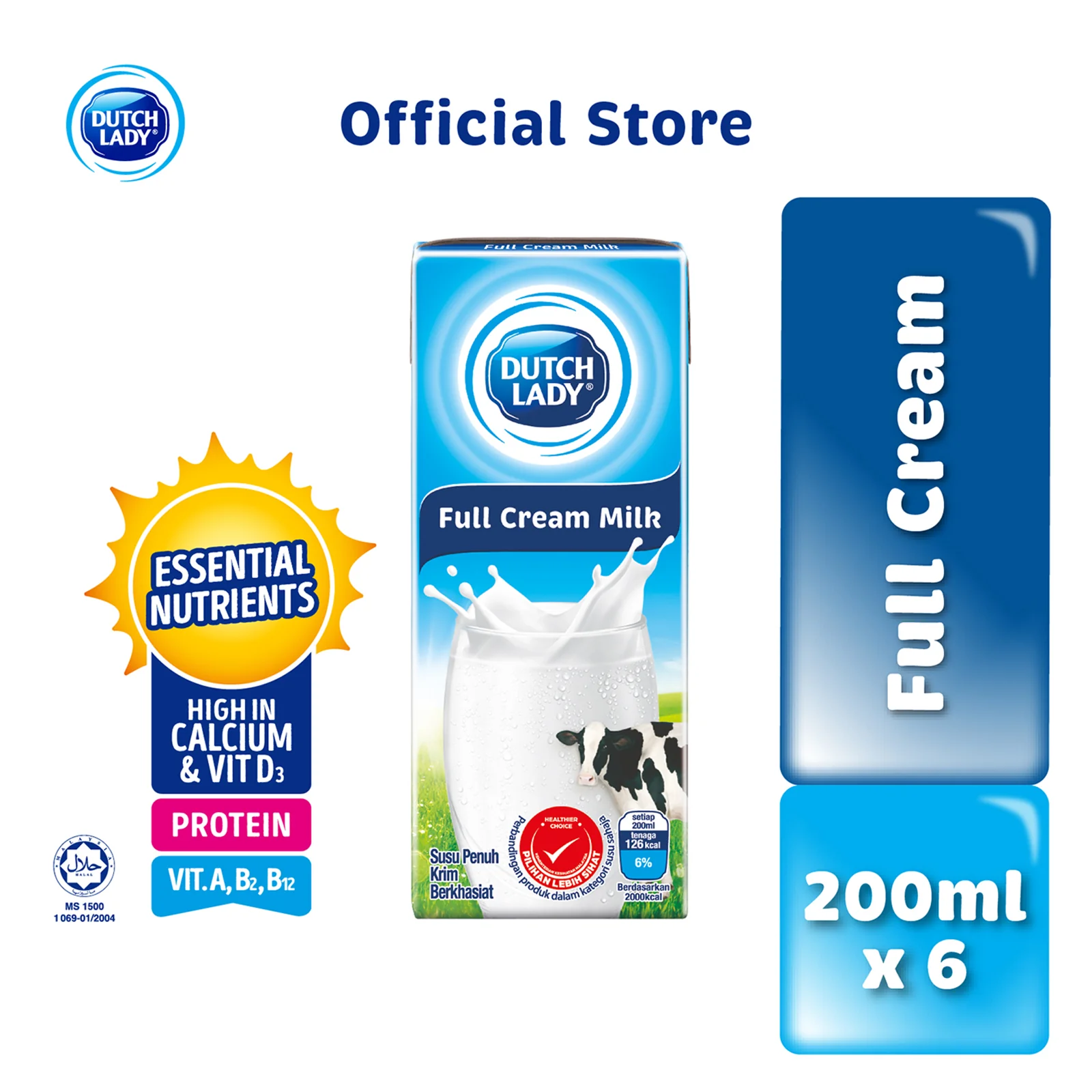 Dutch Lady UHT Full Cream Milk 200ml x 6 - Image 5