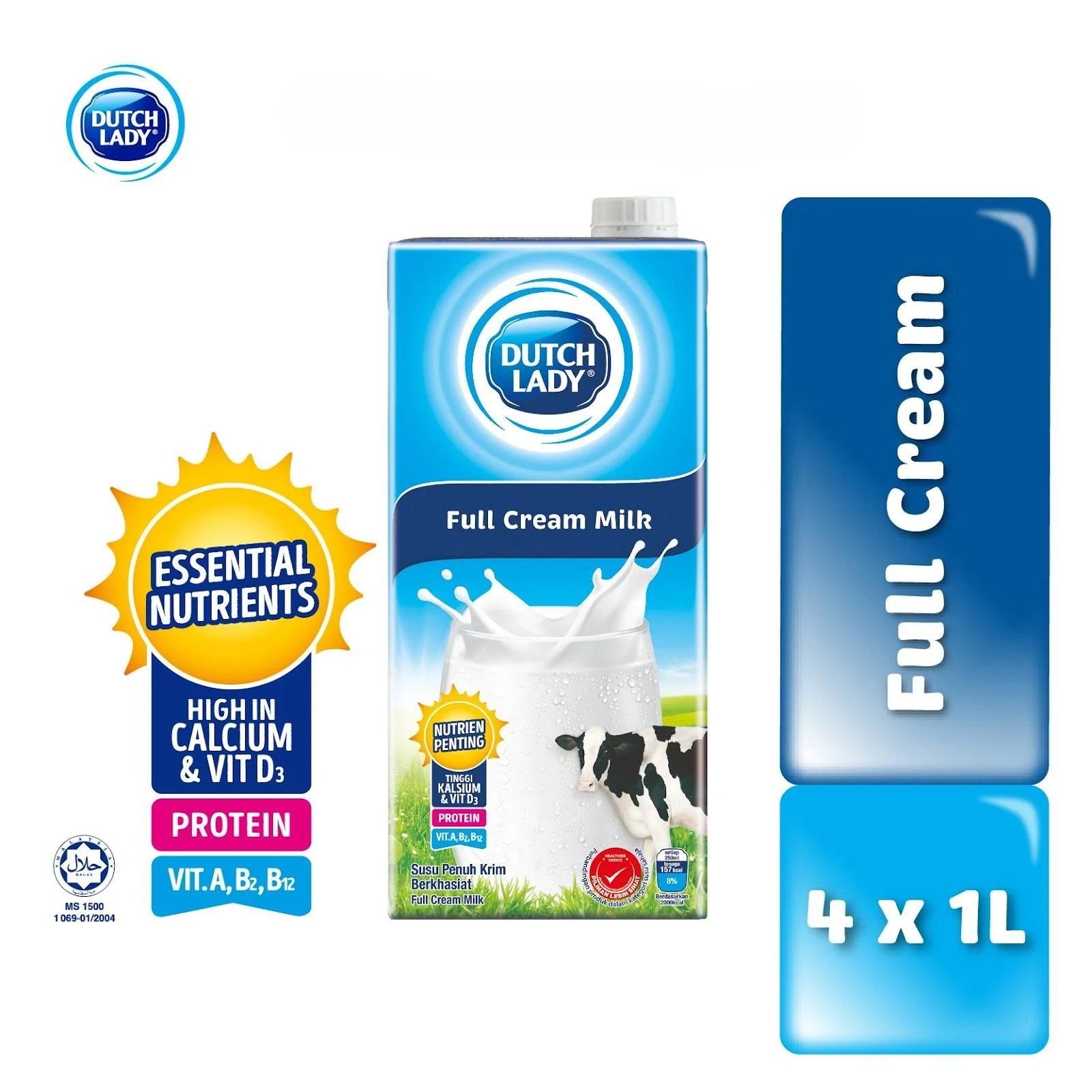 Dutch Lady UHT Full Cream Milk 1L x 4 - Image 2