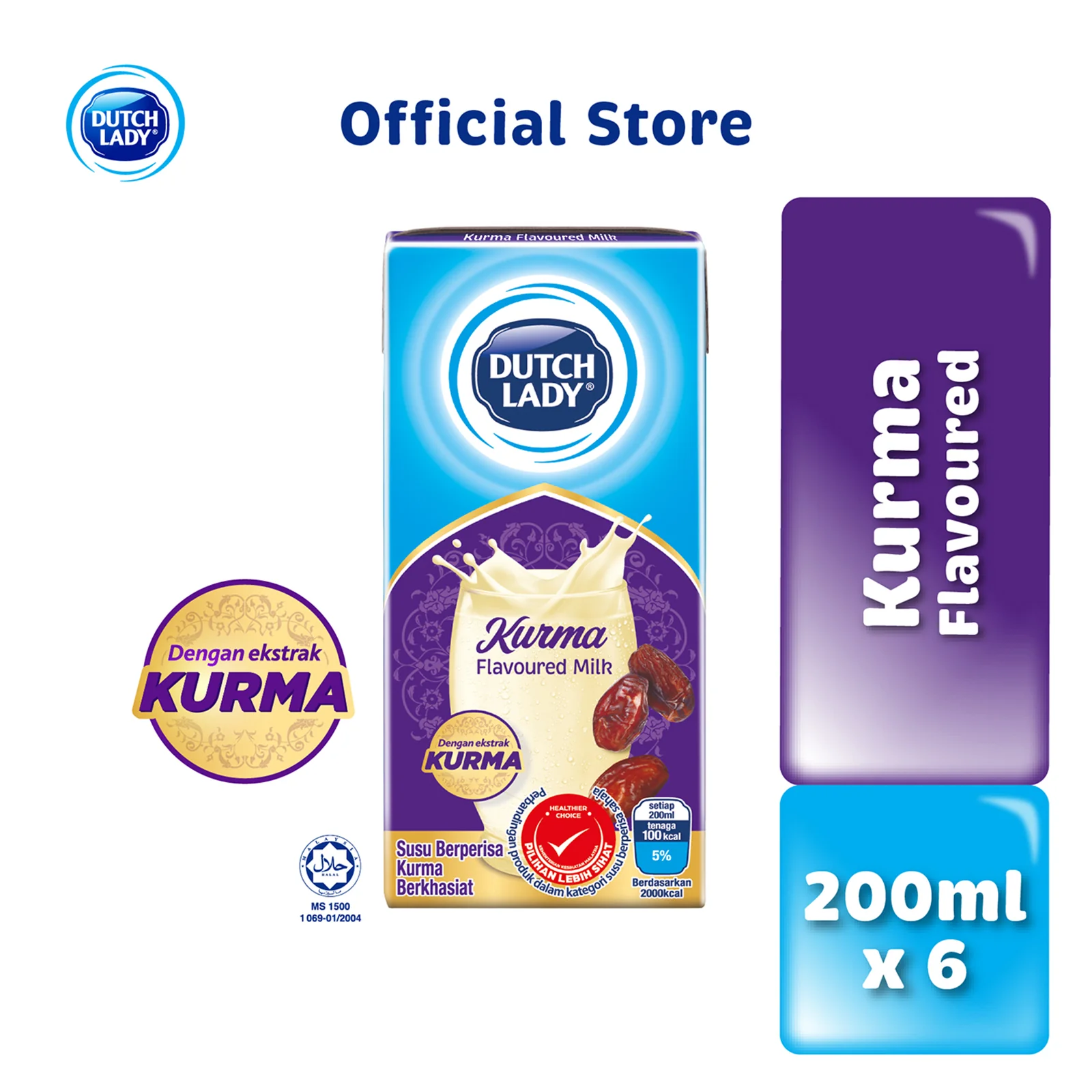 Dutch Lady Kurma UHT Milk 200ml x 6 - Image 2