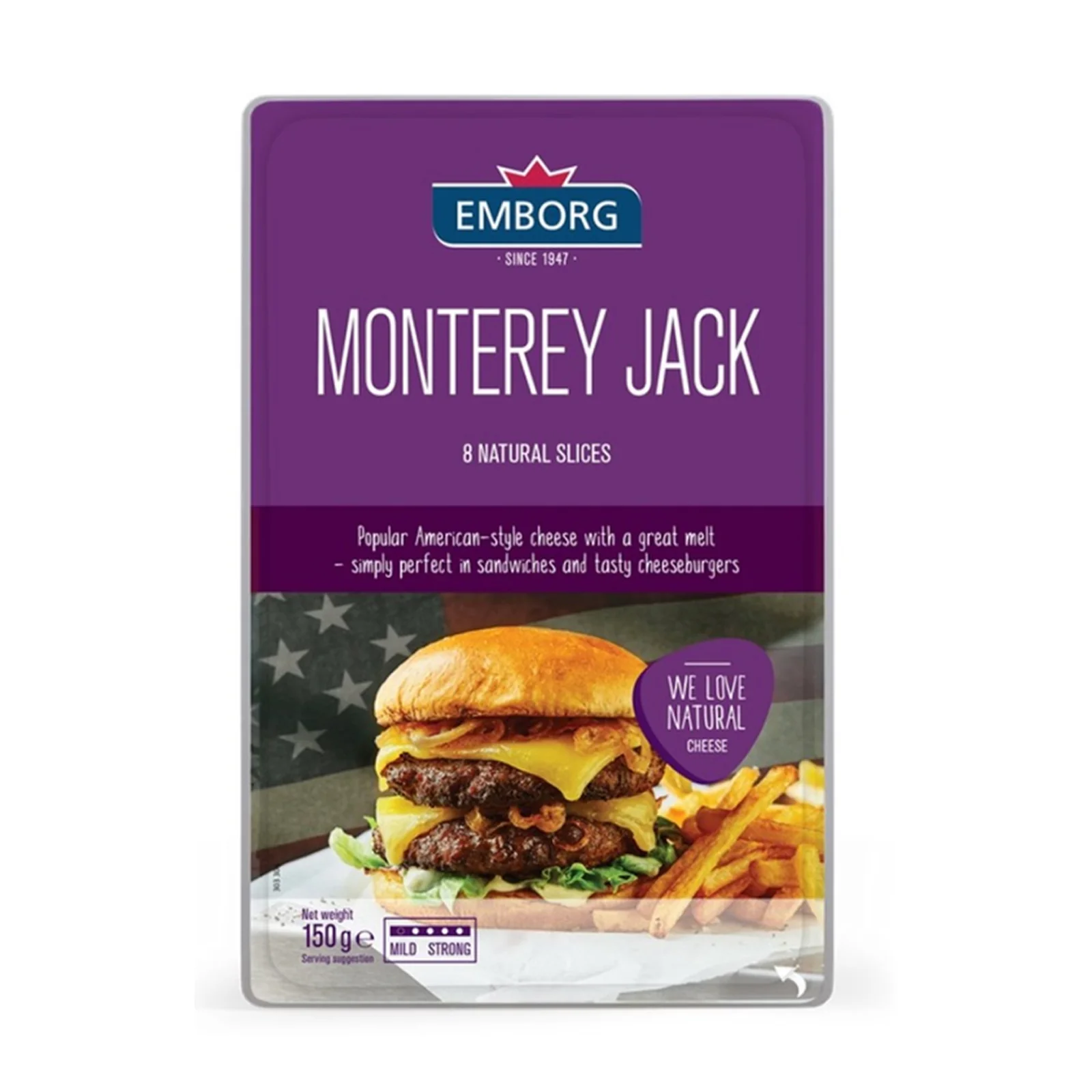 Emborg Monterey Jack Natural Sliced Cheese 150g - Image 2