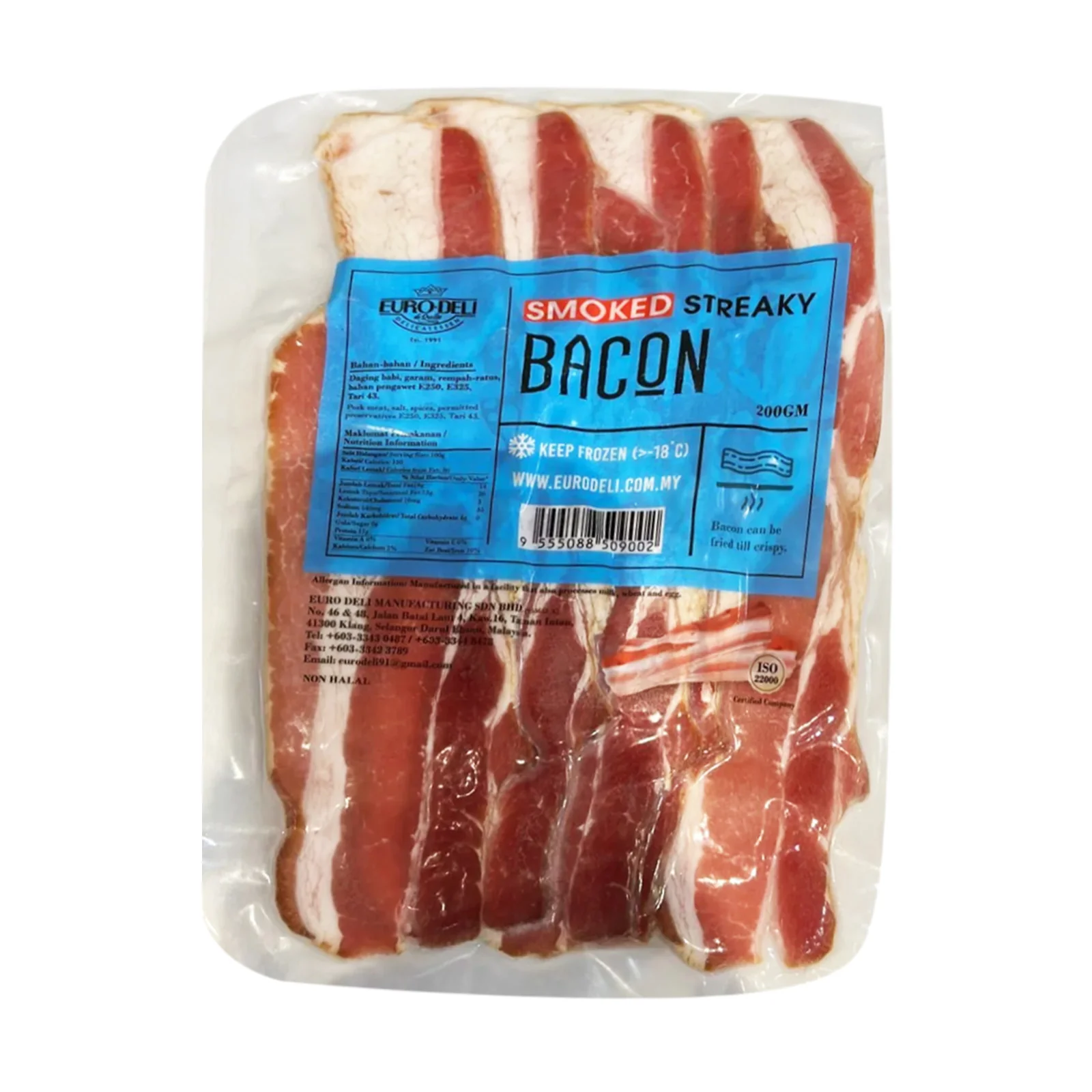 [NON-HALAL] Euro Deli Smoked Streaky Bacon 200g - Image 2