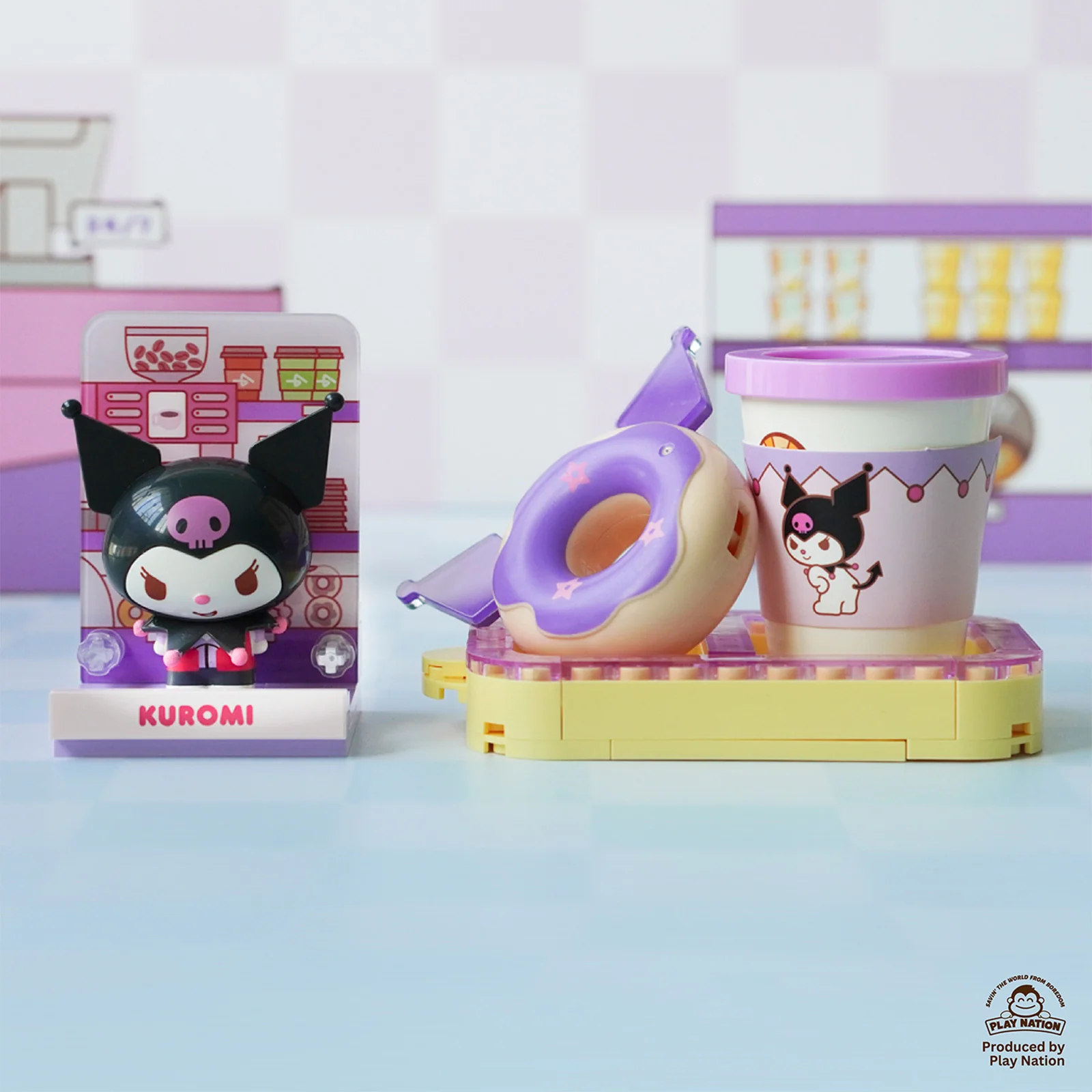 (Exclusive) Kuromi Coffee & Donut Set - Sanrio Konbini Building Blocks 1set - Image 2