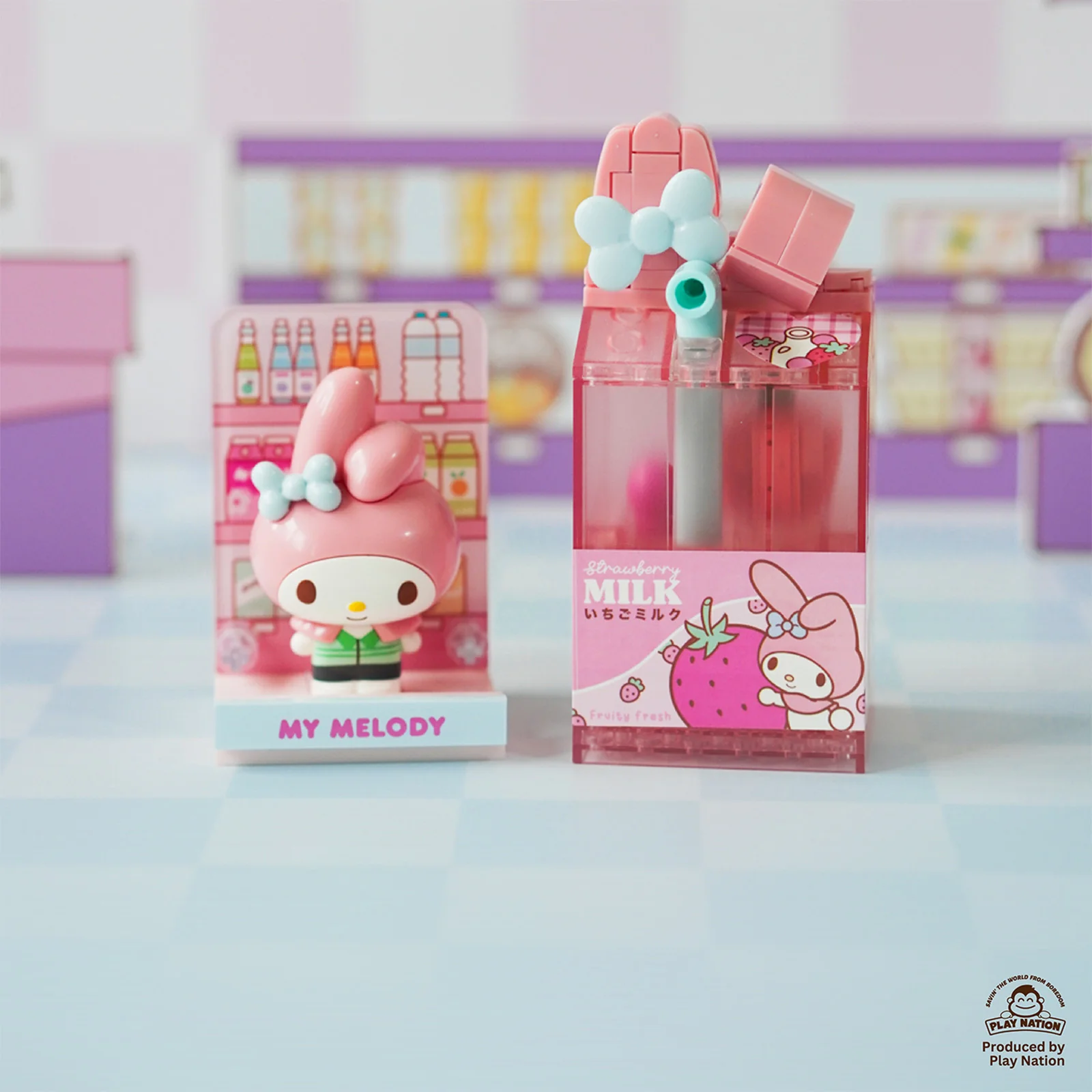 (Exclusive) My Melody Strawberry Milk - Sanrio Konbini Building Blocks 1set - Image 2