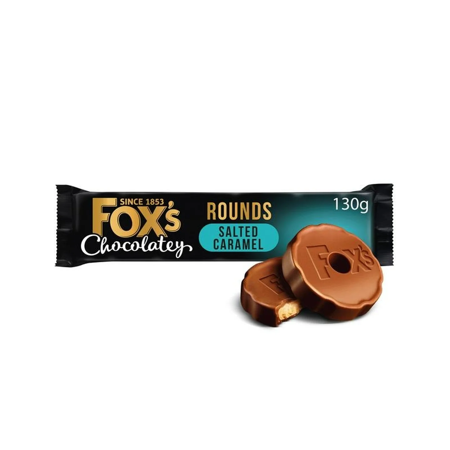 Foxs Chocolatey Salted Caramel Chocolate Rounds 130g - Image 2