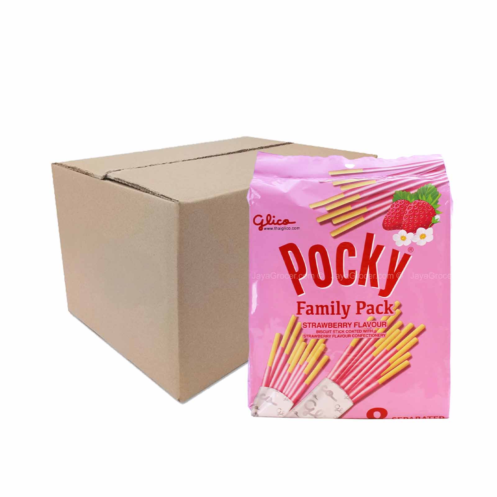 Glico Pocky Biscuit Stick Family Pack Strawberry Flavour 21g x 8 - Image 2