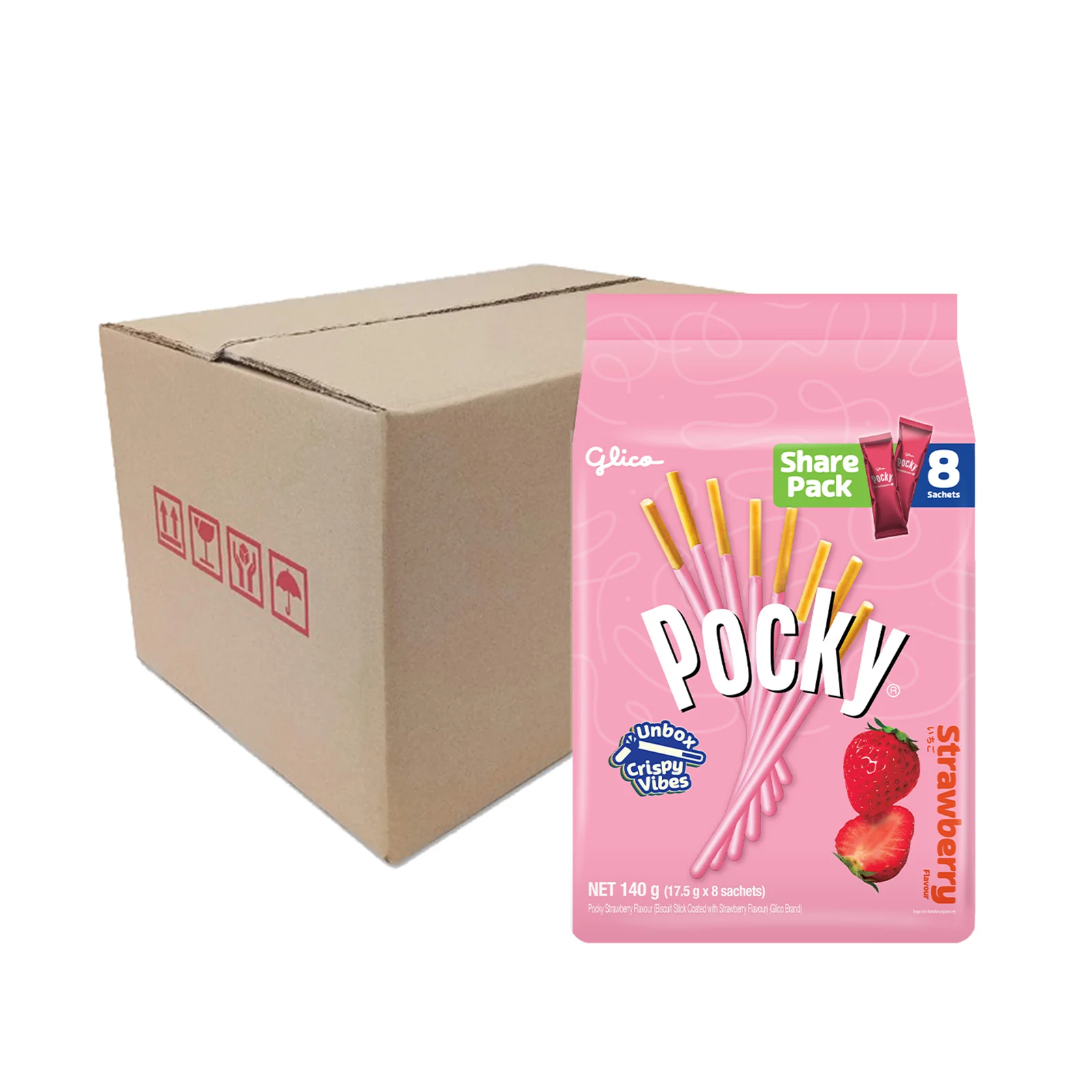 Glico Pocky Biscuit Stick Family Pack Strawberry Flavour 21g x 8 - Image 3