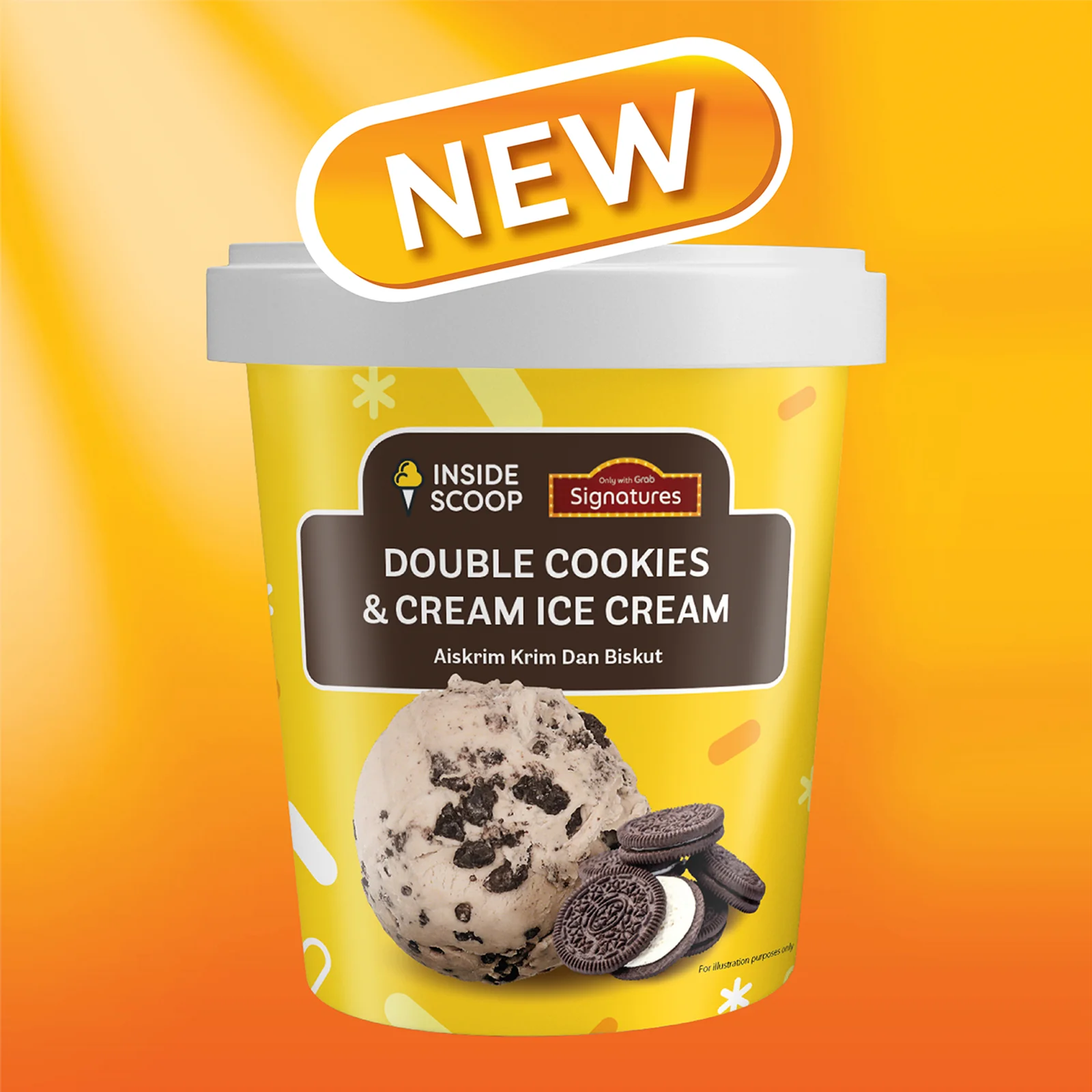 Grab Signatures Inside Scoop Double Cookies & Cream 473ml