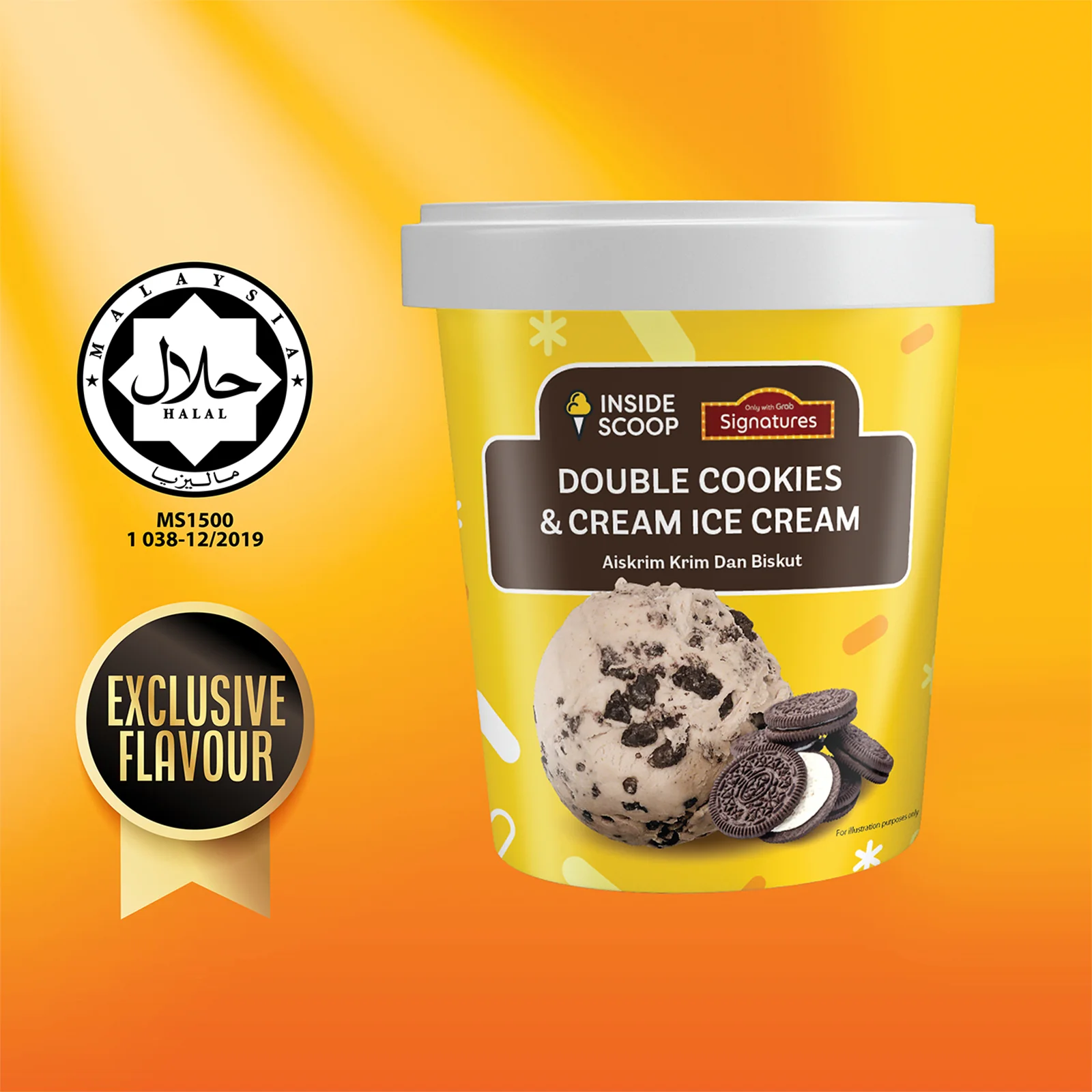 Grab Signatures Inside Scoop Double Cookies & Cream 473ml - Image 2