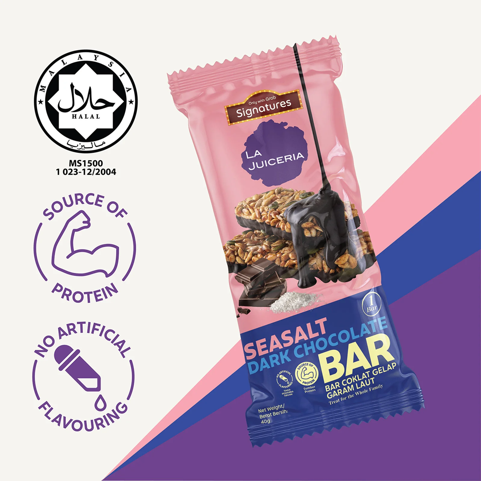 Grab Signatures La Juiceria Sea Salt Dark Chocolate Bar 40g - Image 4