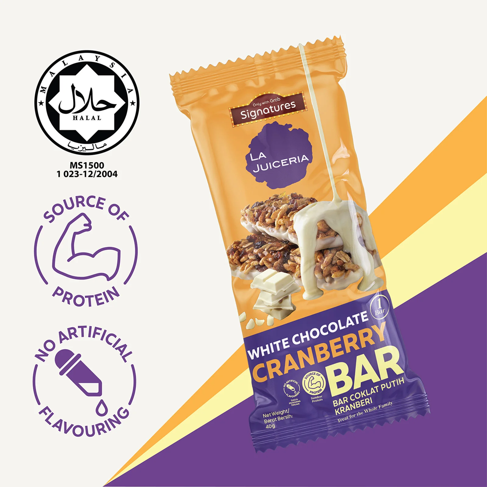 Grab Signatures La Juiceria White Chocolate Cranberry Bar 40g - Image 2