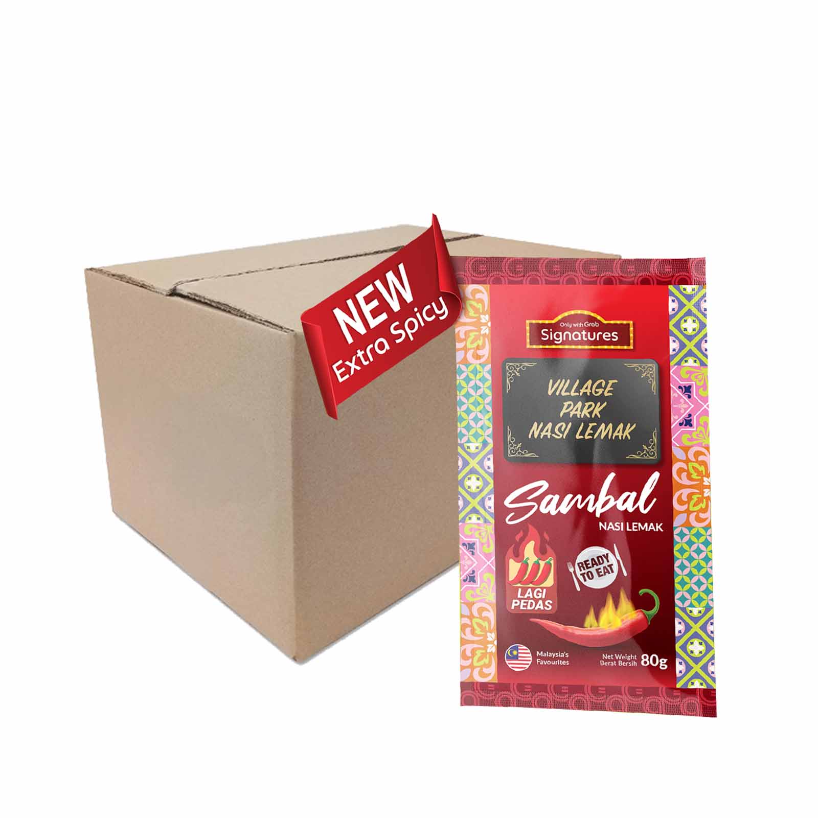 Grab Signatures Village Park Nasi Lemak Lagi Pedas Sambal Sachet 80g - Image 2