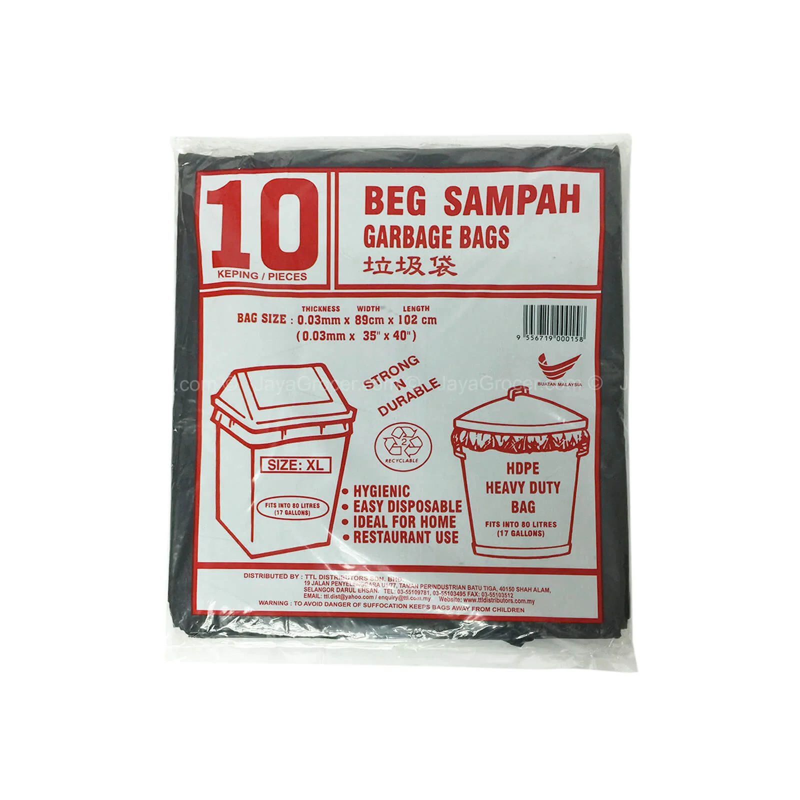 Ttl Garbage Bag (Extra Large) 89 x 102cm 10pcs/pack - Image 2