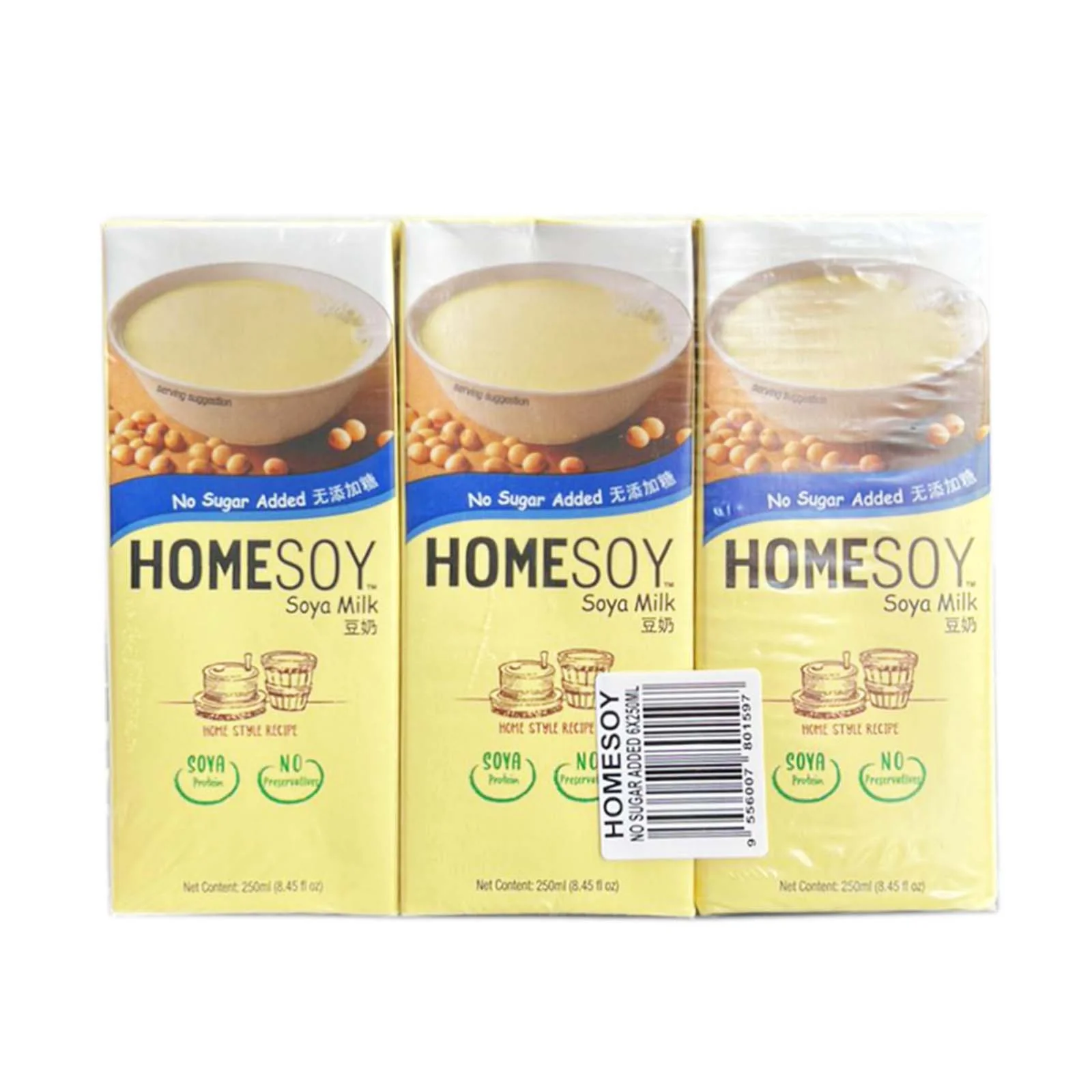 Homesoy No Added Sugar Soy Milk 250ml x 6 - Image 2