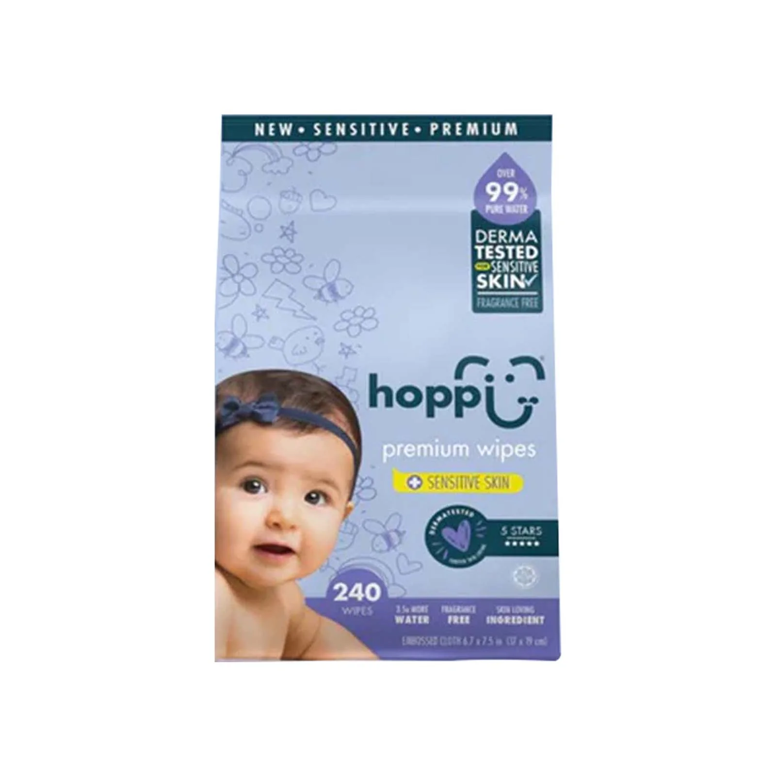 Hoppi Baby 99% Water Wipes 80pcs x 3 - Image 2