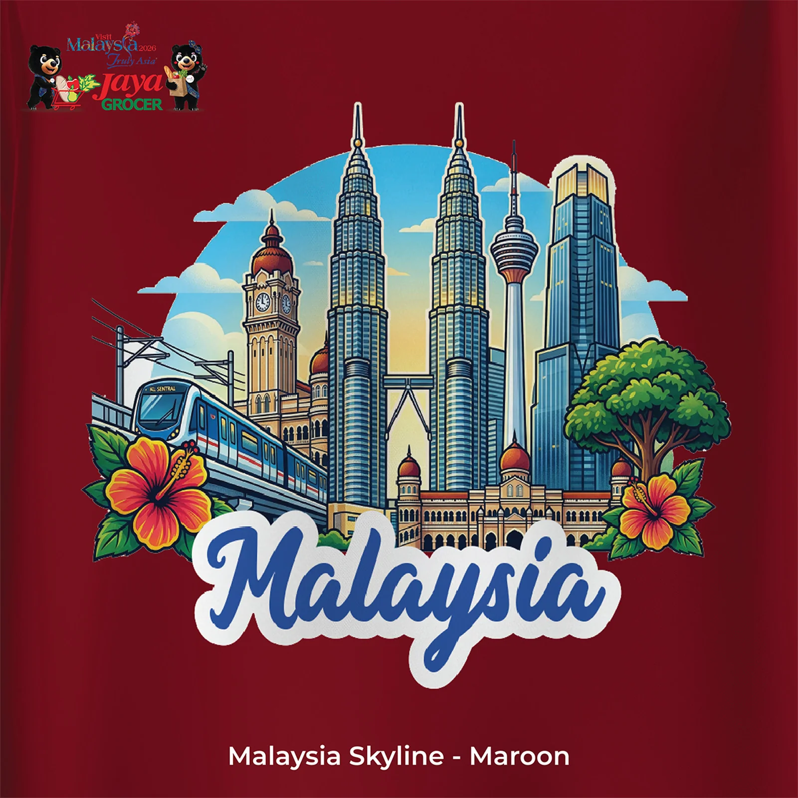 JS Apparel - Malaysia Skyline (Maroon-M) - Image 2