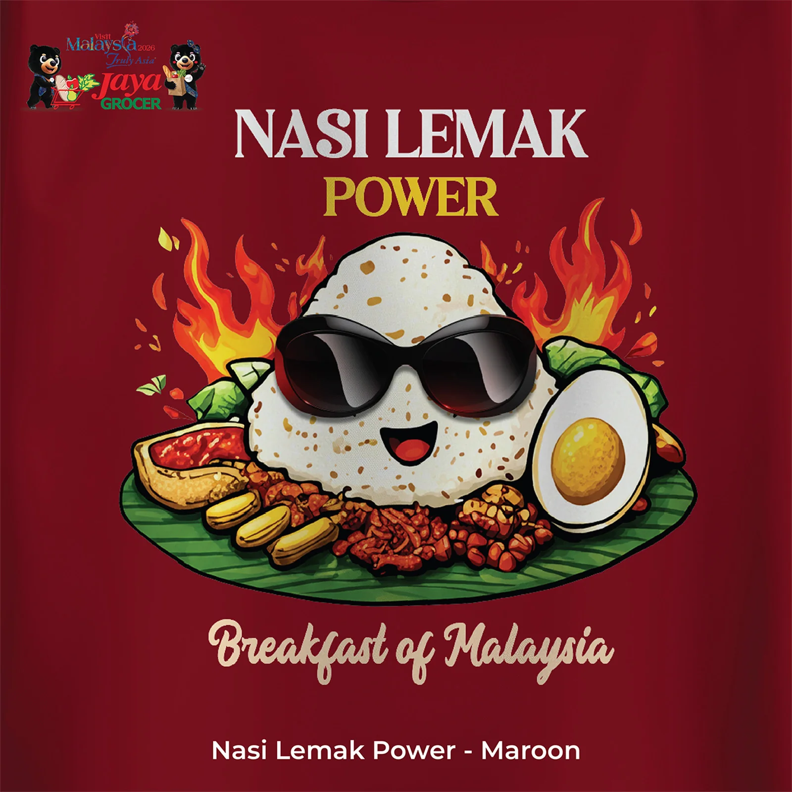 JS Apparel - Nasi Lemak Power (Maroon-L) - Image 2