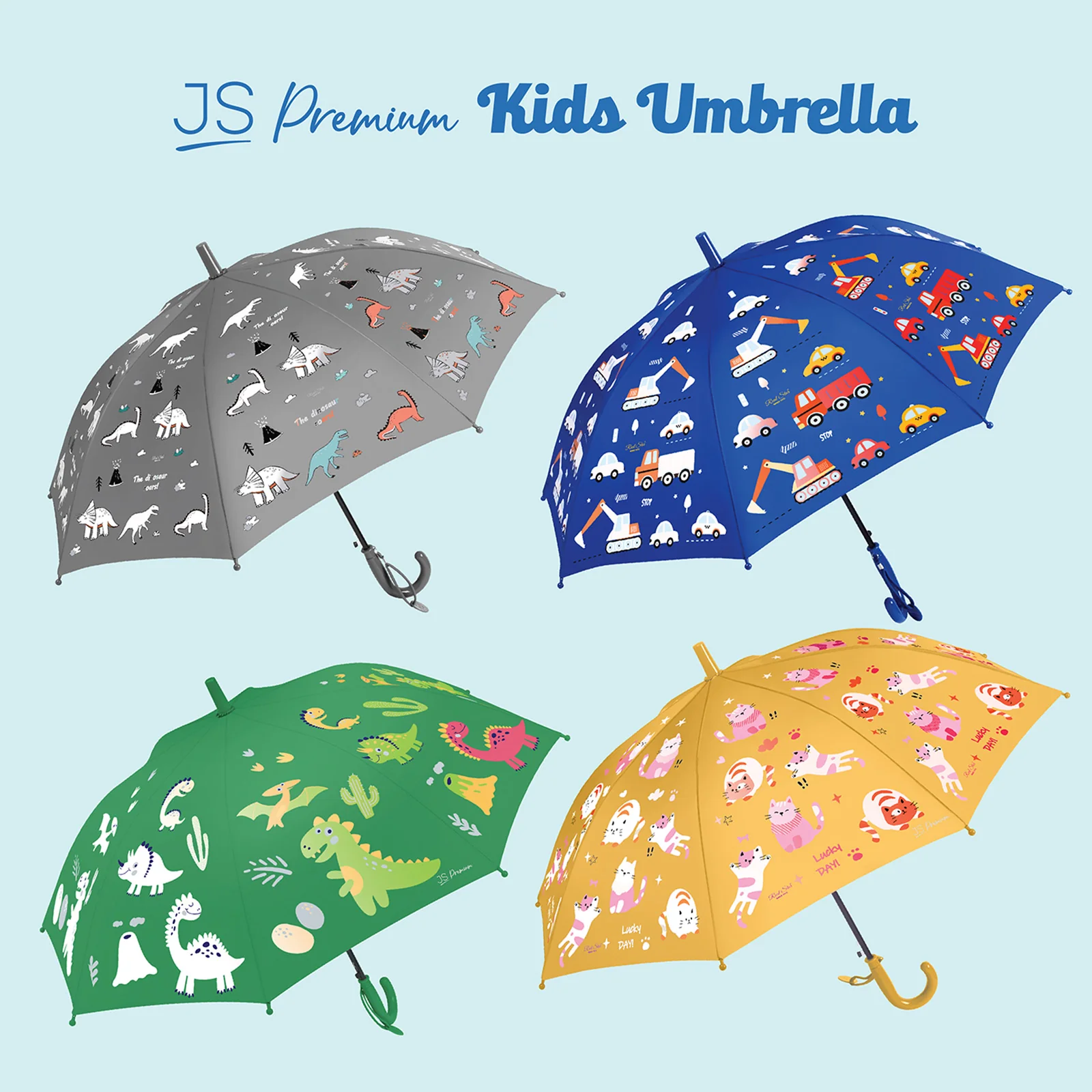 JS Premium Kids Umbrella Green Dinosaur 1unit - Image 3