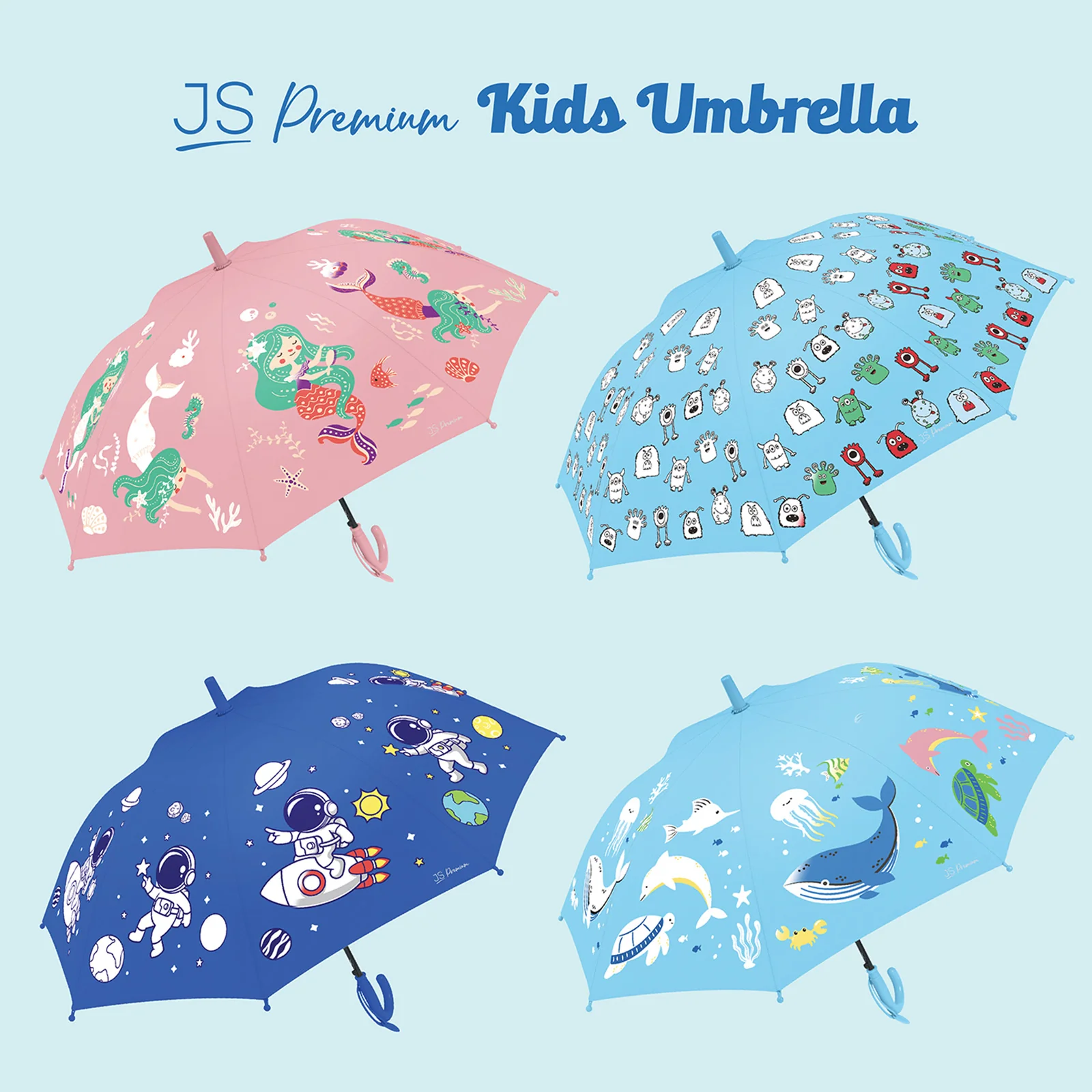 JS Premium Kids Umbrella Green Dinosaur 1unit - Image 4