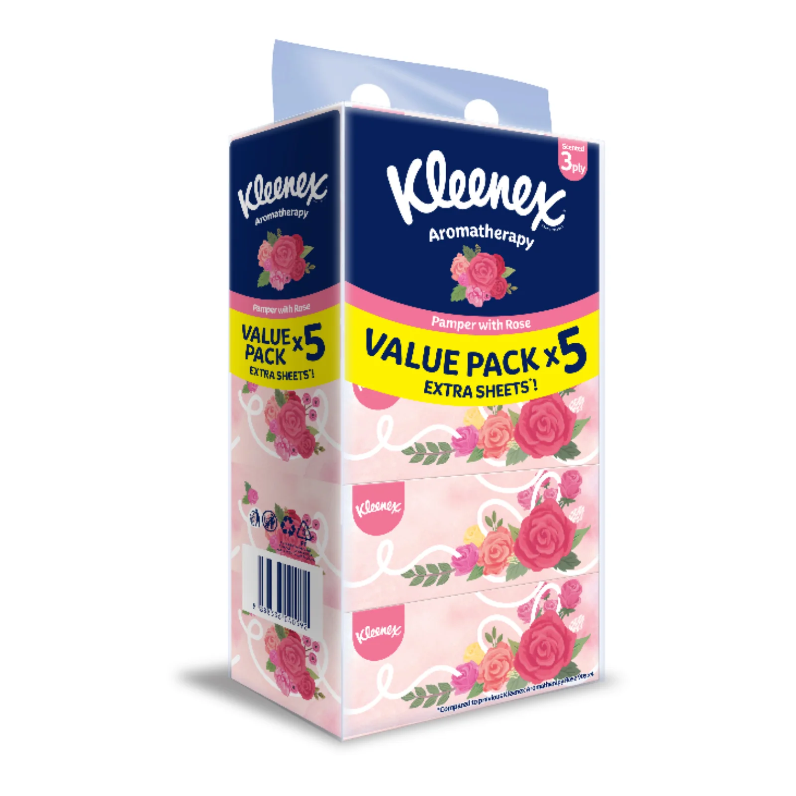 Kleenex Scented Rose Facial Tissues Box 3Ply 80sheets x 5 - Image 2