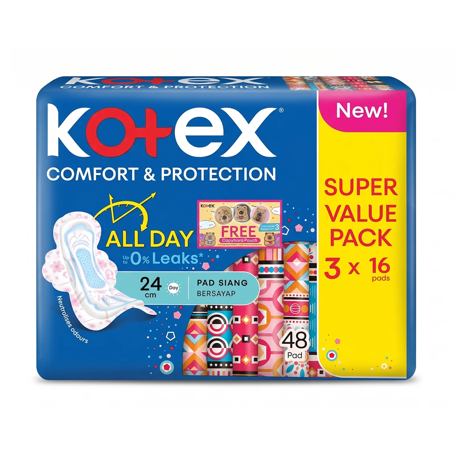 Kotex Soft and Smooth Maxi Wing Pad 24cm 16sheets x 3 - Image 2