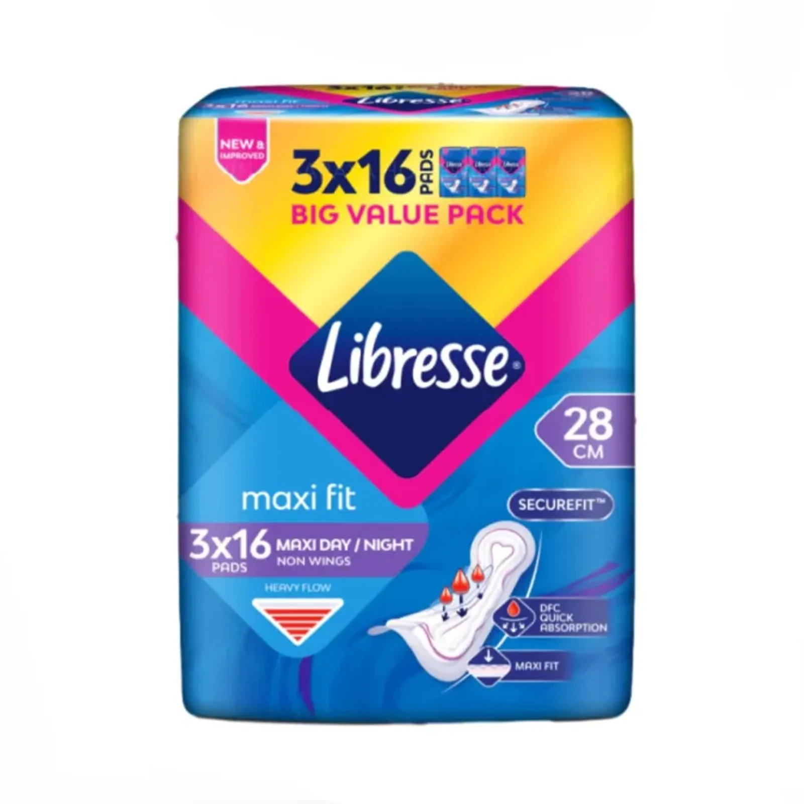 Libresse Maxi Non Wing Sanitary Pad 28cm 16pcs x 3