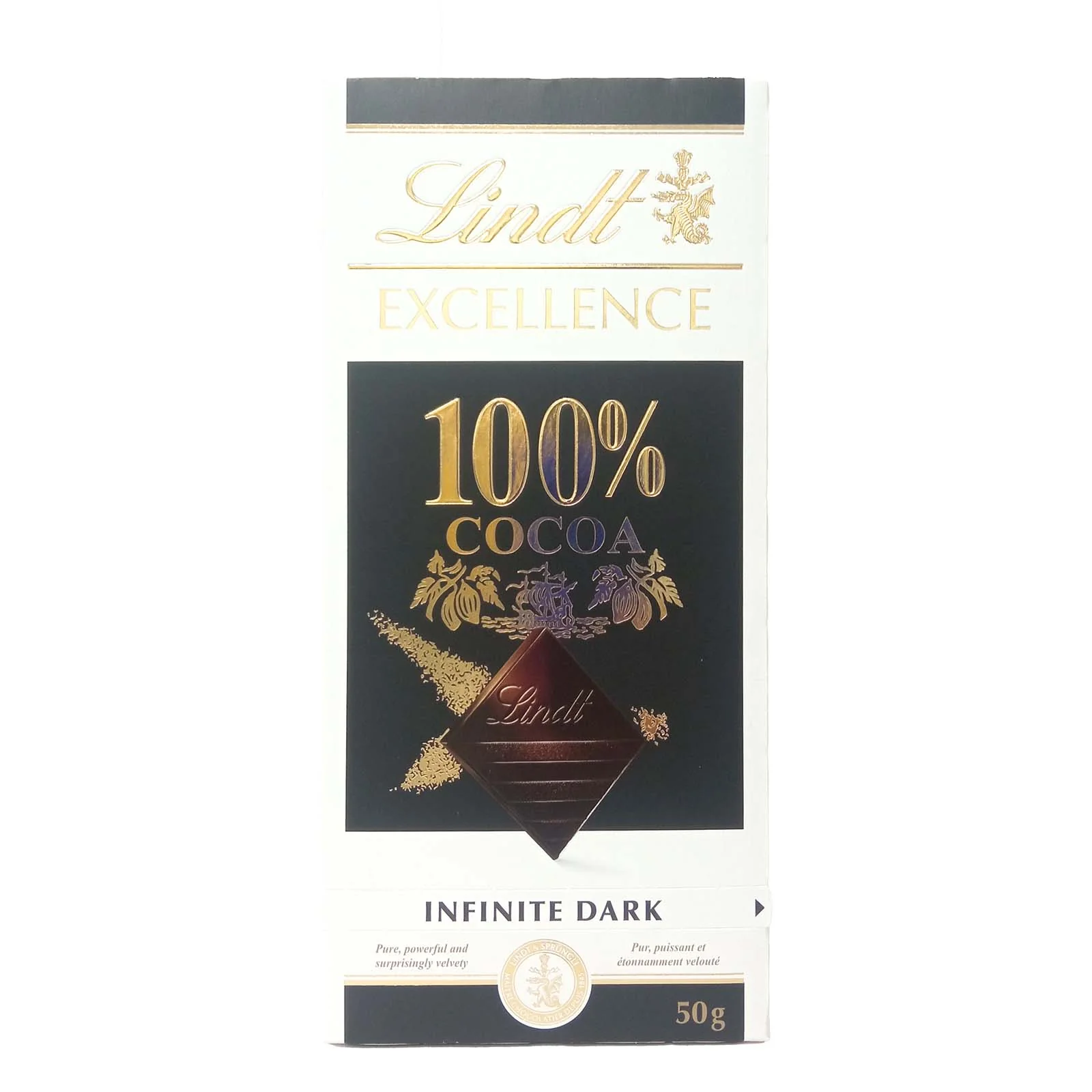 Lindt Excellence Dark 100% Cocoa Chocolate Bar 50g - Image 2