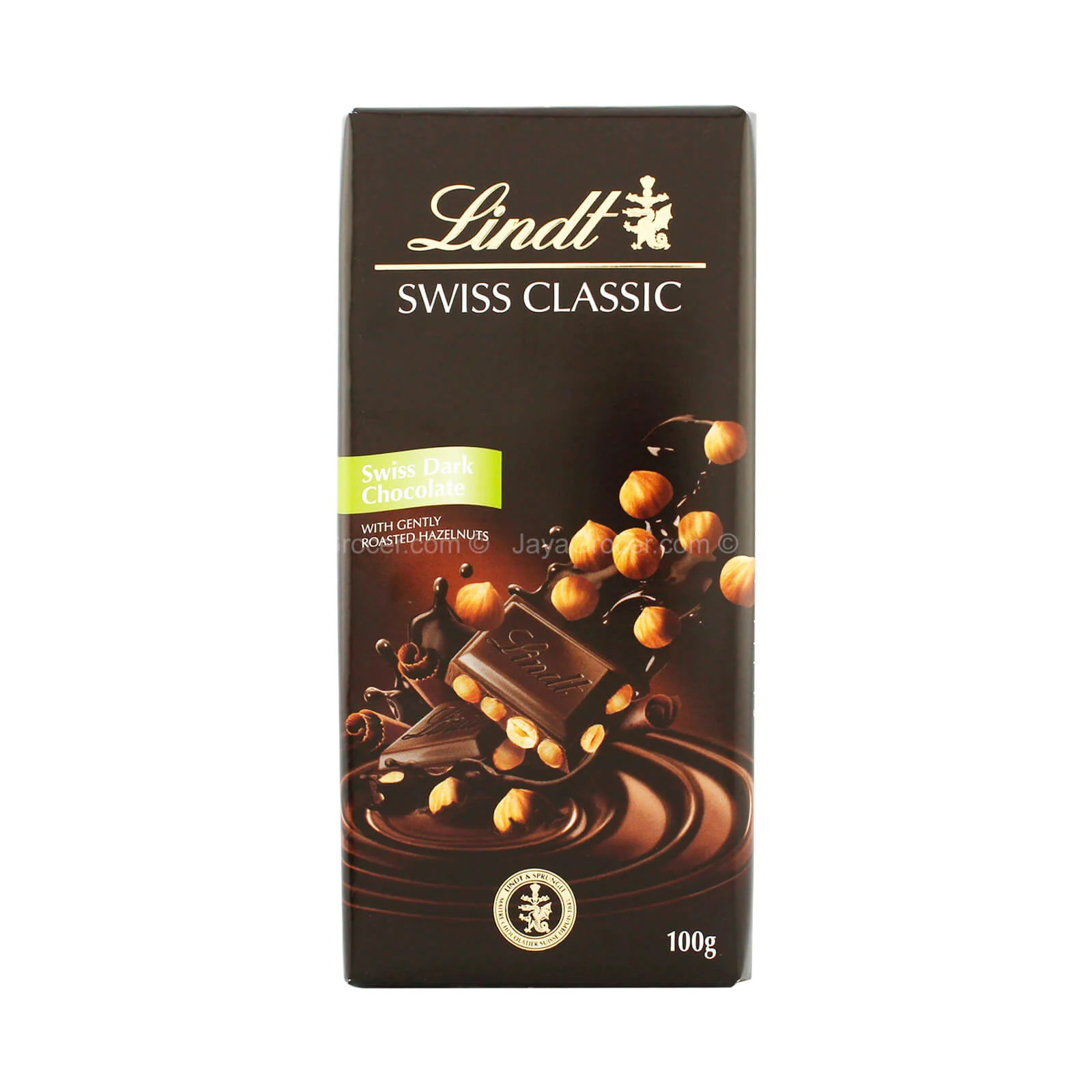 Lindt Swiss Classic Dark Chocolate Bar with Roasted Hazelnuts 100g - Image 2