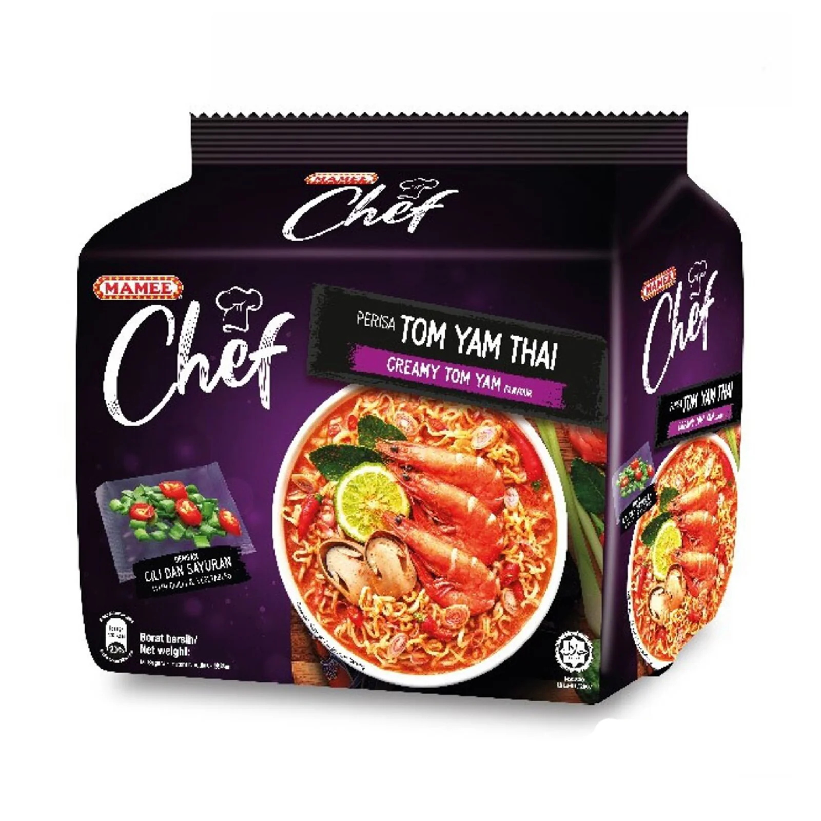Mamee Chef Creamy Tom Yam Flavour Instant Noodle 82g x 4 - Image 2