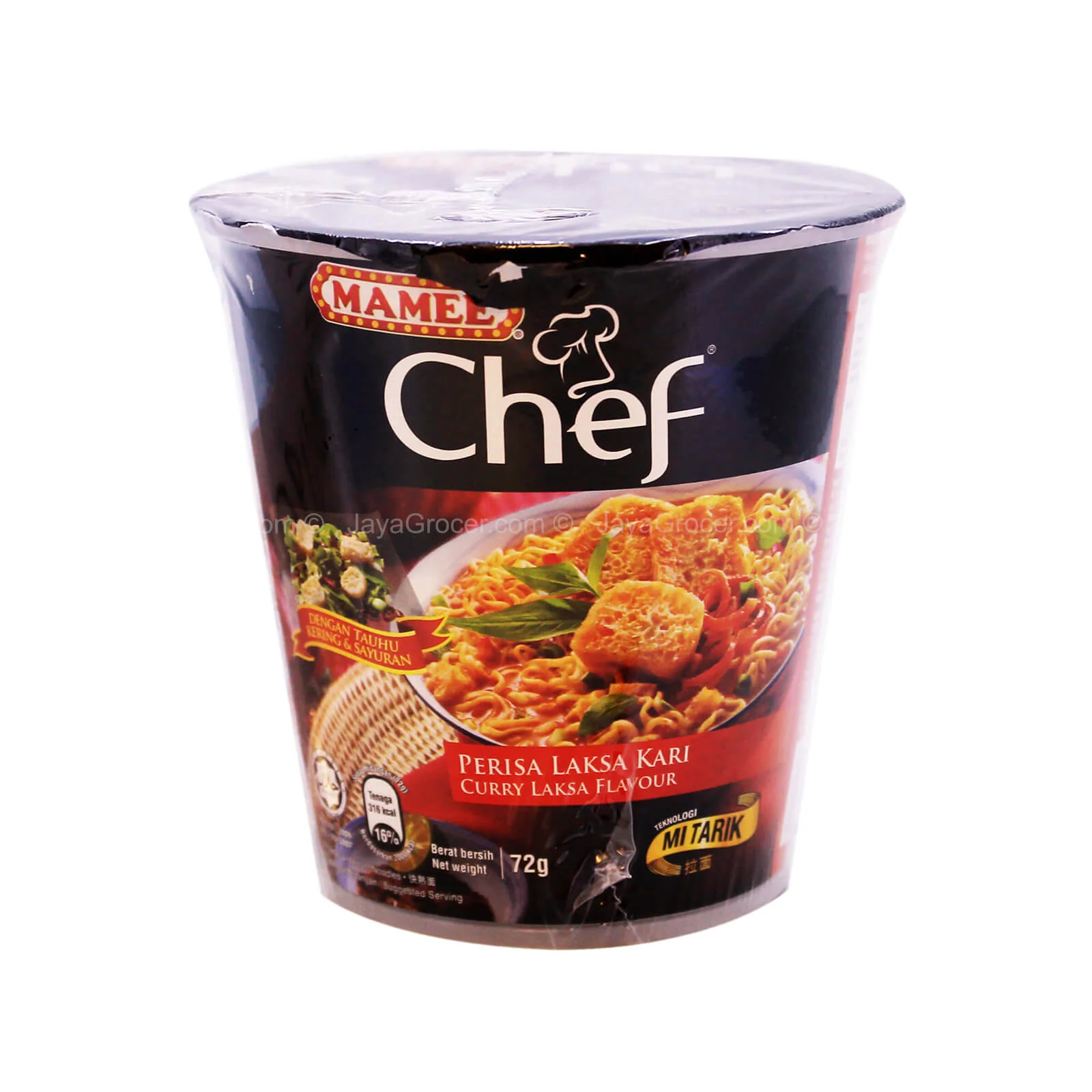 Mamee Chef Curry Laksa Flavour Instant Noodle Cup 72g - Image 2