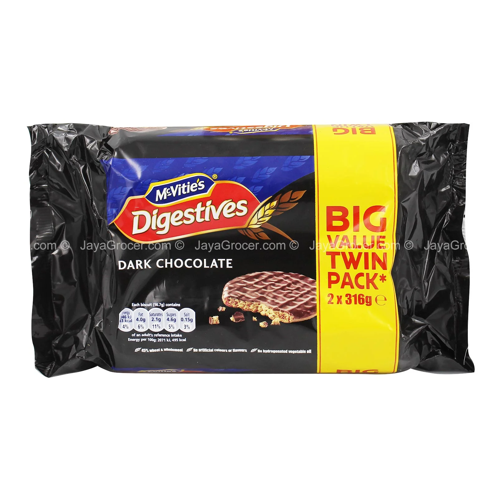 McVities Digestives Dark Chocolate (Twin Pack) 316g x 2 - Image 2