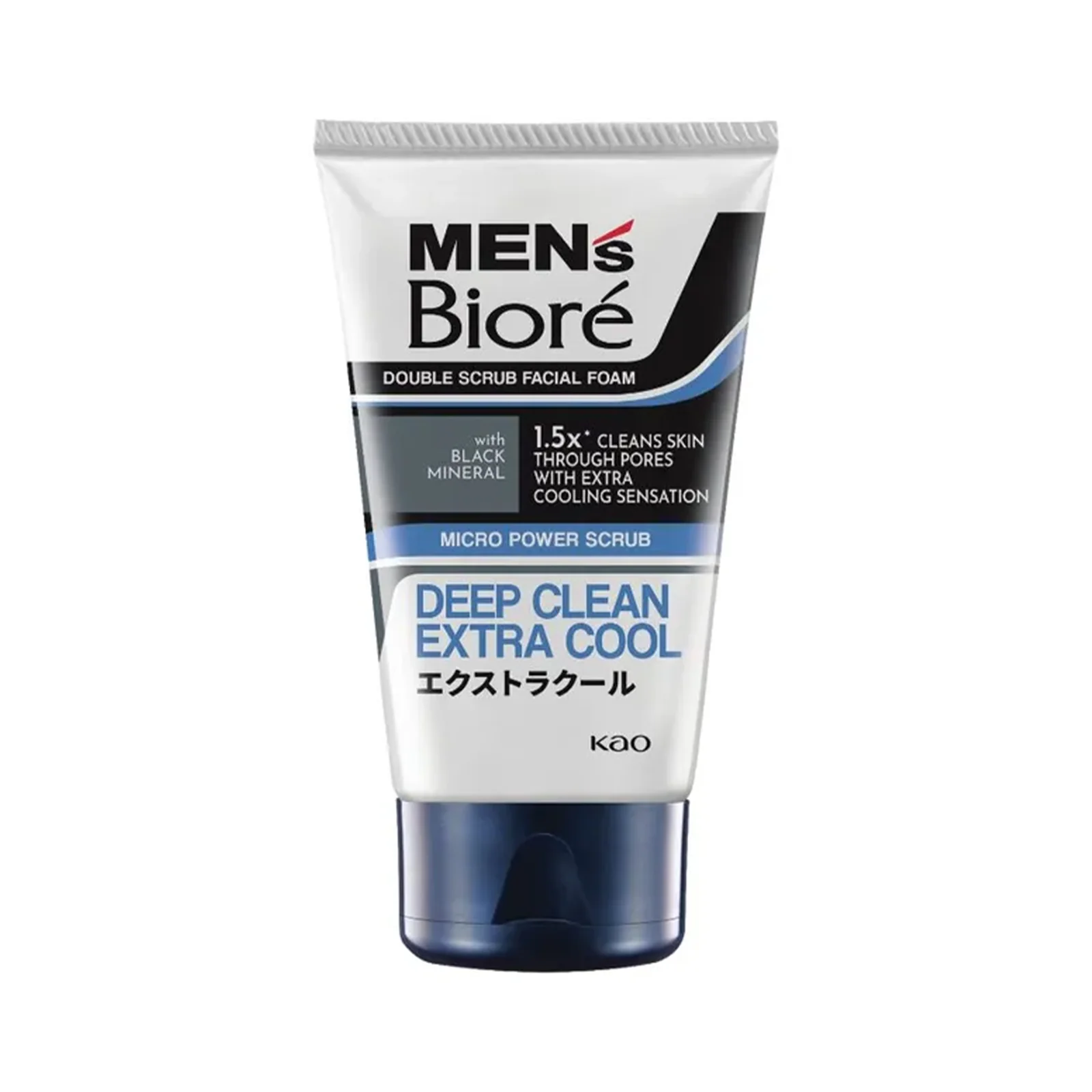 Men's Biore Deep Clean Extra Cool Double Scrub Facial Foam 100g - Image 2