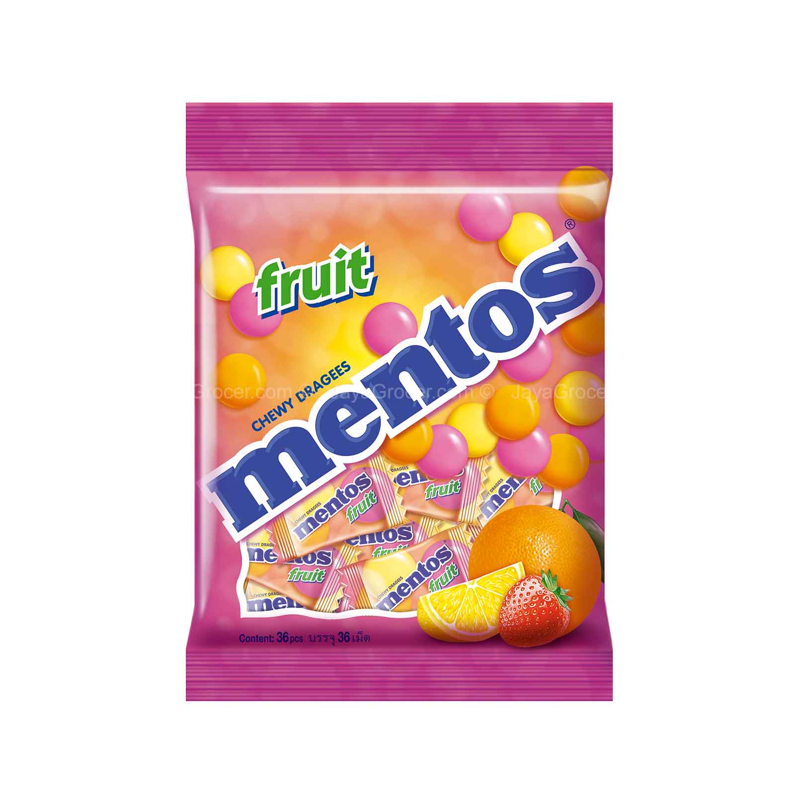 Mentos Pouch Bag Mixed Fruit Flavour Candy 97.2g - Image 2