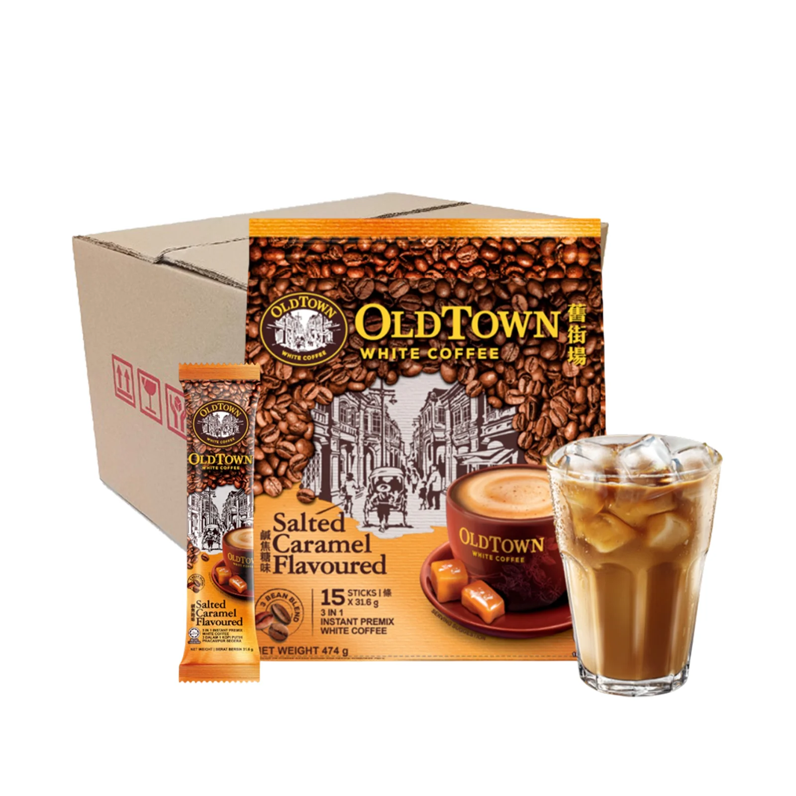 Old Town Salted Caramel Flavoured Instant 3 in 1 Premix White Coffee 31.6g x 15 - Image 4