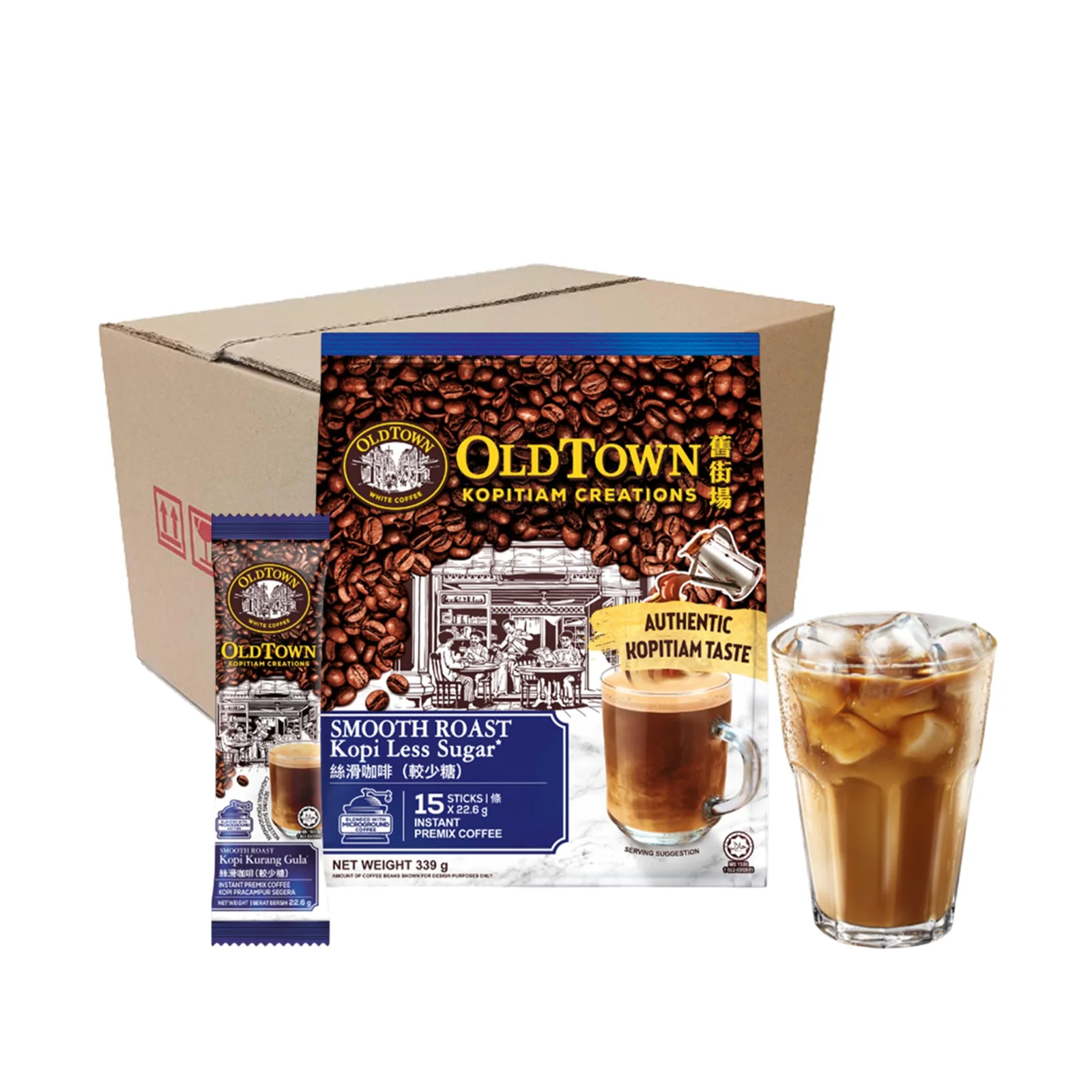 Old Town Kopitiam Smooth Roast Less Sugar 22.6g x 15 - Image 4