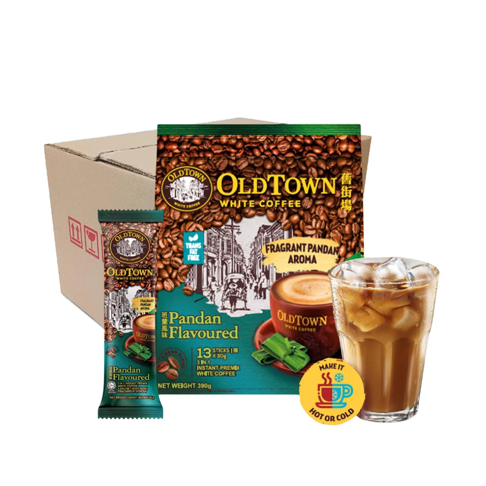 Old Town Pandan Flavoured Instant 3 in 1 Premix White Coffee 30g x 13 - Image 4